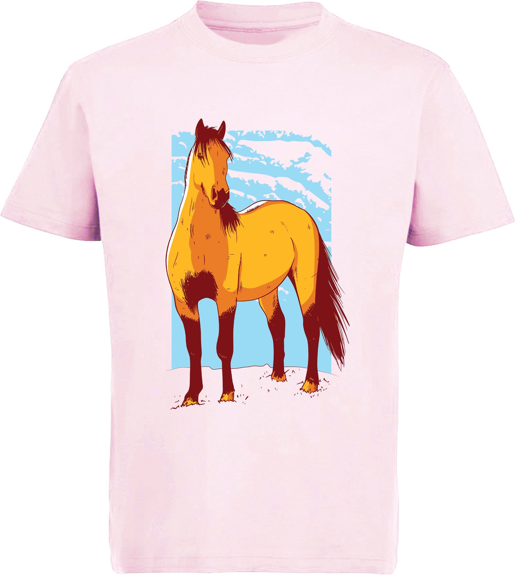 Print-Shirt rosa mit Aufdruck, Baumwollshirt bedrucktes Pferd i155 elegantes Mädchen T-Shirt MyDesign24
