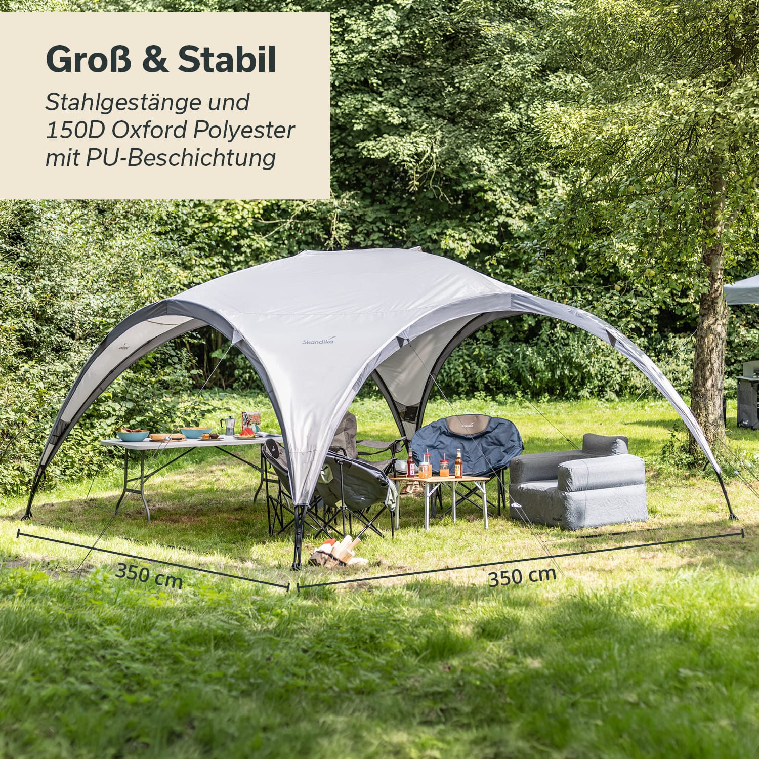 Skandika Pavillon Event Shelter Ascot Gartenpavillon, 350x350, wetterfest, Regenschutz, UPF 50+, 230 cm Stehhöhe, Partyzelt
