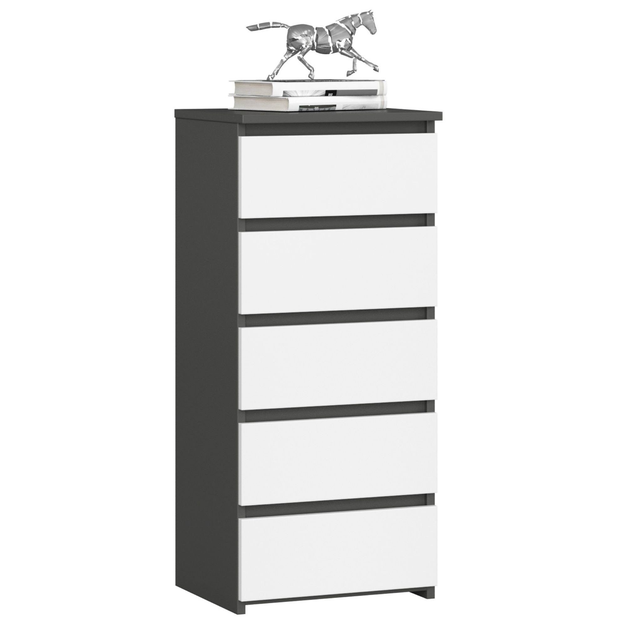 Raumhirsch Furniture Kommode mit 5 Schubladen 40 cm breit Holz Schrank, Highboard / Kommode 40 cm, Sideboard Organizer für jeden Raum