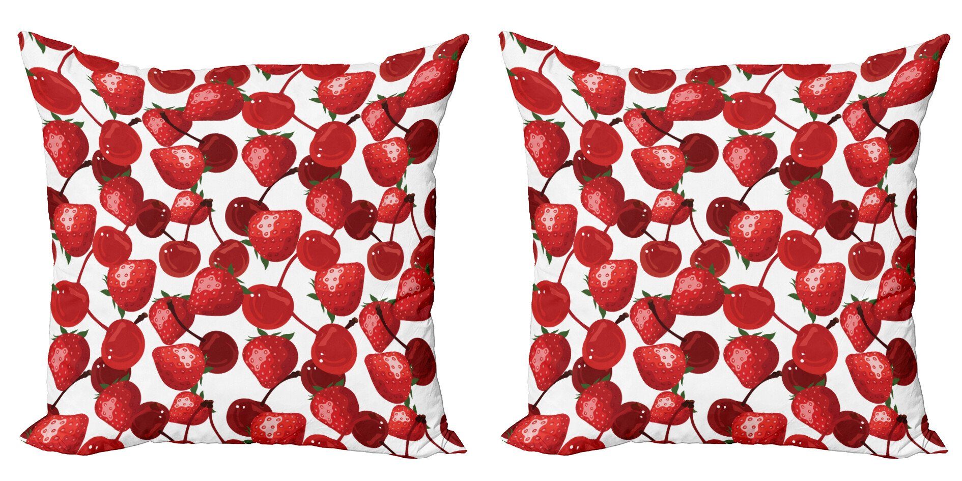 Kissenbezüge Modern Accent Doppelseitiger Digitaldruck, Abakuhaus (2 Stück), rot Kirsche Picknick Frühling Früchte