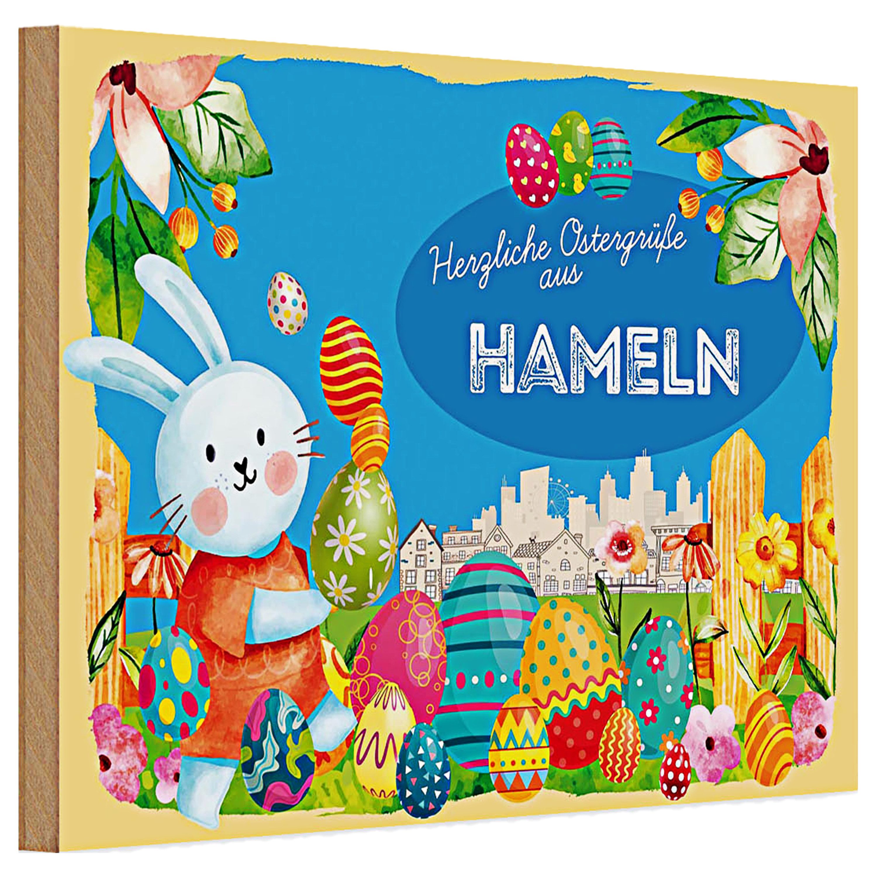 Roomando Holzbild Holzschild Ostern Ostergrüße 30x20cm HAMELN