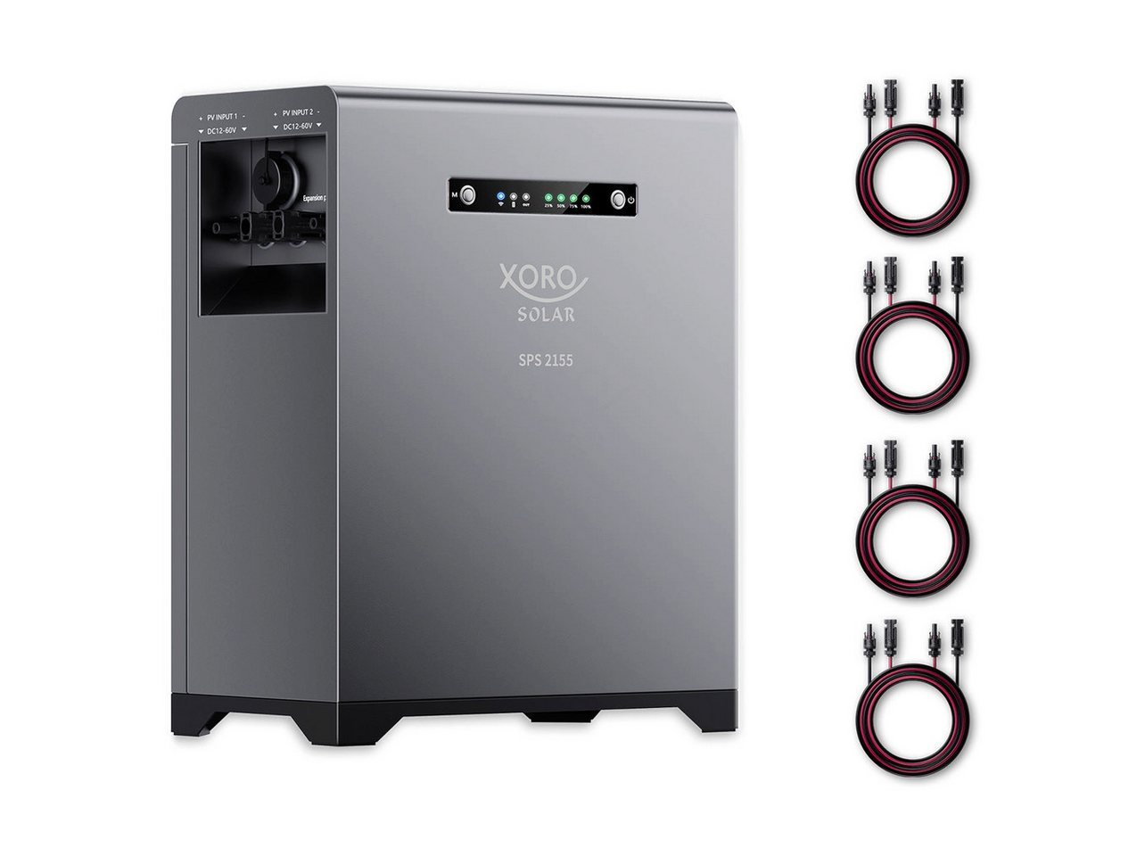 XORO SOLAR XORO SOLAR SPS 2155 Balkonkraftwerkspeicher Stromspeicher XORO SOLAR SPS 2155 630000 mAh (18–60 V DC (Eingang), 20–52 V DC (Ausgang) V), Erweiterbarer LiFePO4‑Solarstromspeicher mit App‑Steuerung