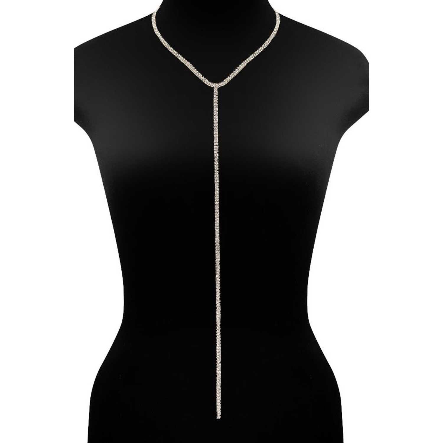 Escora Lange Kette zart funkelnde Kette C02 mit Strass silber