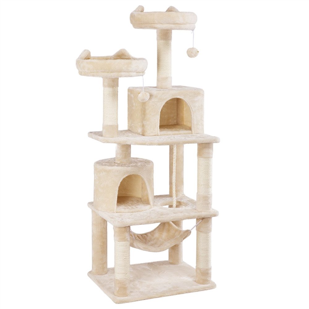 Yaheetech Kratzbaum Katzenbaum 158/179 cm, Kletterbaum 2 Aussichtsplattformen & 2 Höhlen & 1 Hängematte
