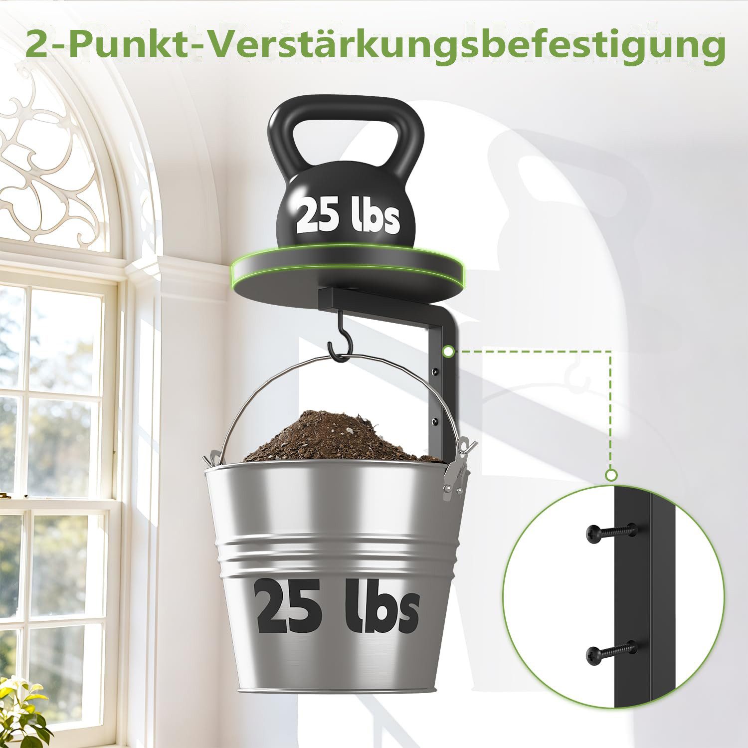 Agger Pflanzentreppe Wandmontiertes Pflanzenständer,Pflanzenregal,2-st, Metallständer mit 2 Haken, kann an Fenstern aufgehängt werden – Bild 4 von 5