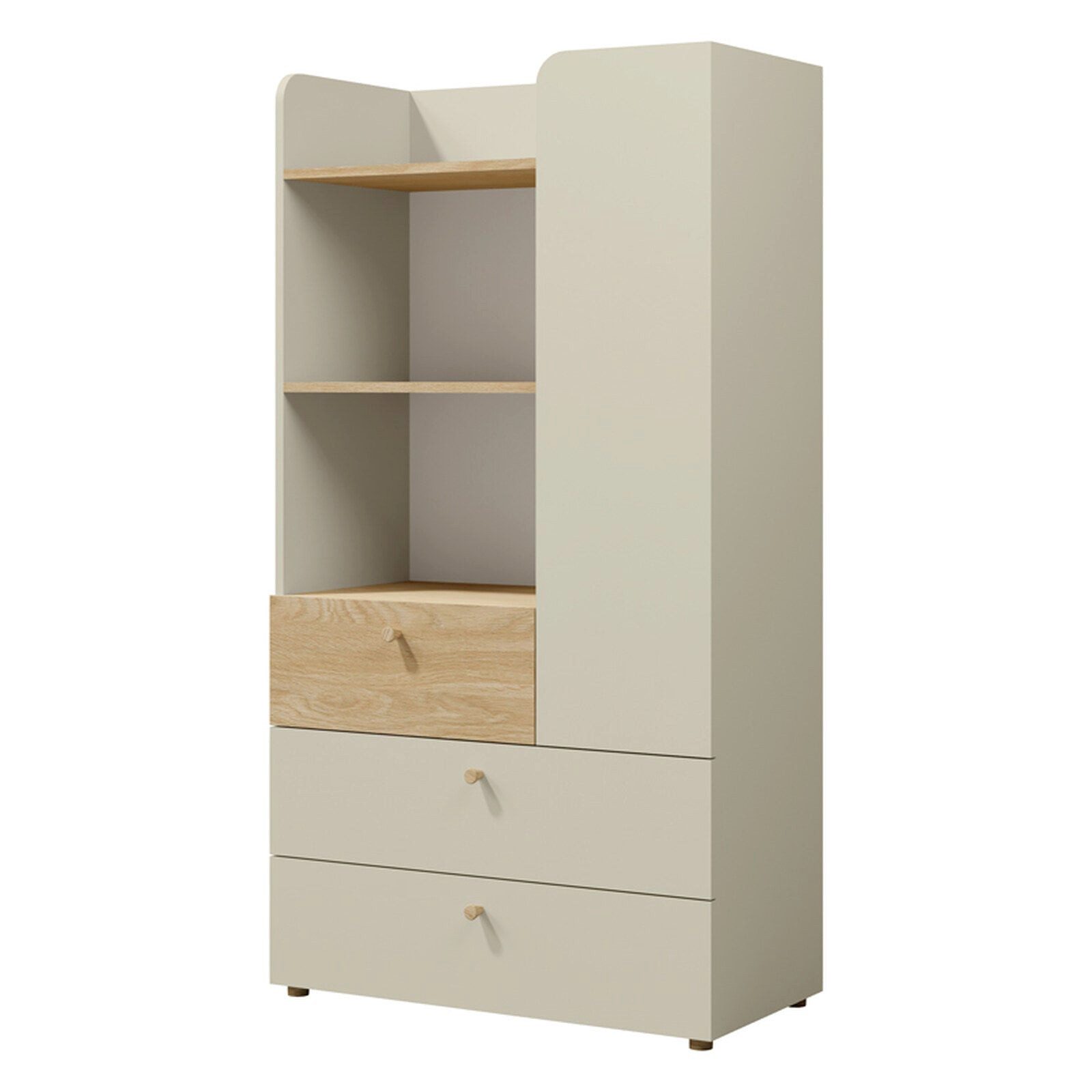 ROYAL24_MARKT Standregal Yuki Regal mittelhoch 80 cm mit 1 Tür, 3 Schubladen und offenen