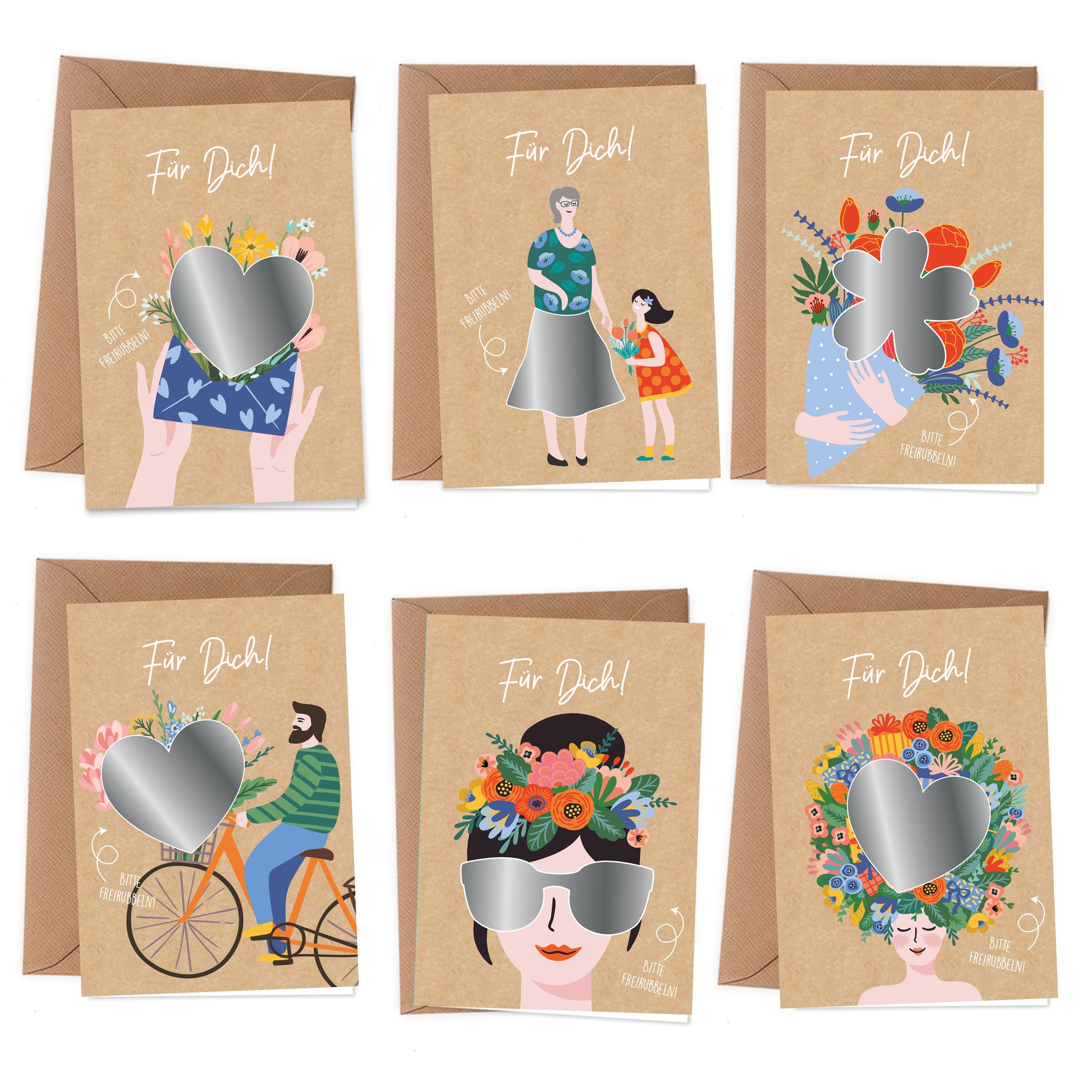 PAPIERDRACHEN Muttertagskarte 6 Rubbelkarten zum Muttertag - einzigartiges Geschenk