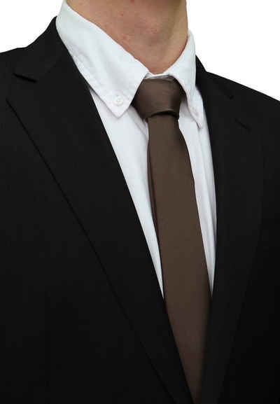 Fabio Farini Krawatte einfarbige Herren Schlips in 6cm oder 8cm (Unifarben) Schmal (6cm), Braun perfekt als Geschenk
