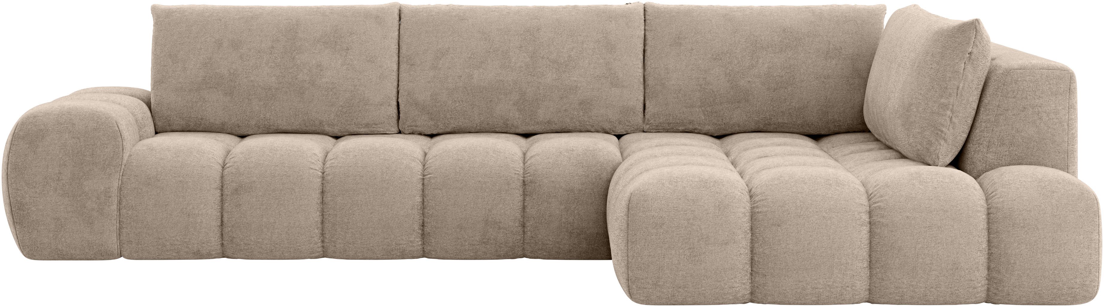 OTTO home Ecksofa AZITA L-Form, XXL 352 cm Designsofa in Bubble-Opitk, lose Rückenkissen, traumhafte Steppung
