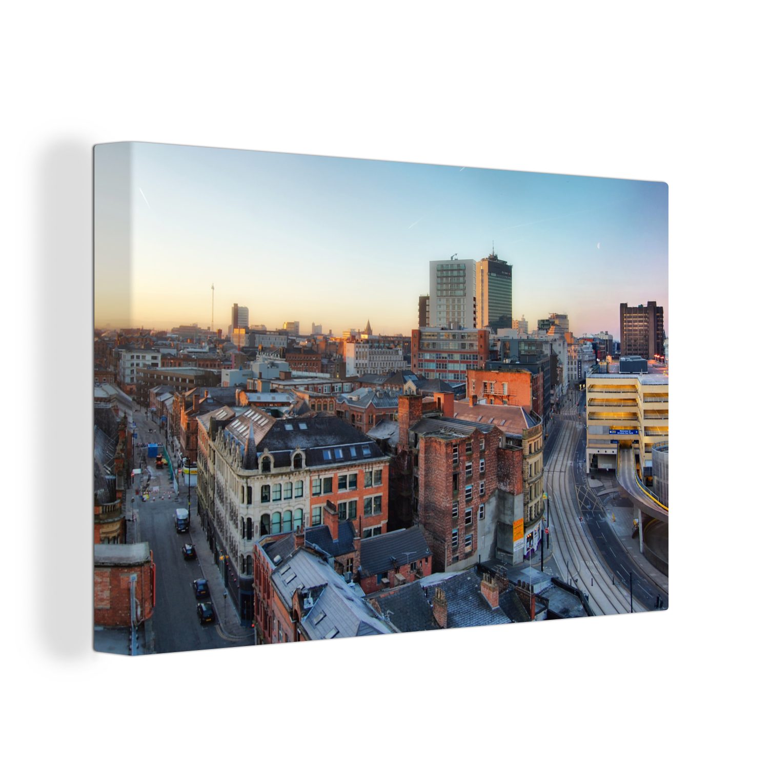 OneMillionCanvasses® Leinwandbild Stadtzentrum - Manchester - England, (1 St), Wandbild Leinwandbilder, Aufhängefertig, Wanddeko, 30x20 cm