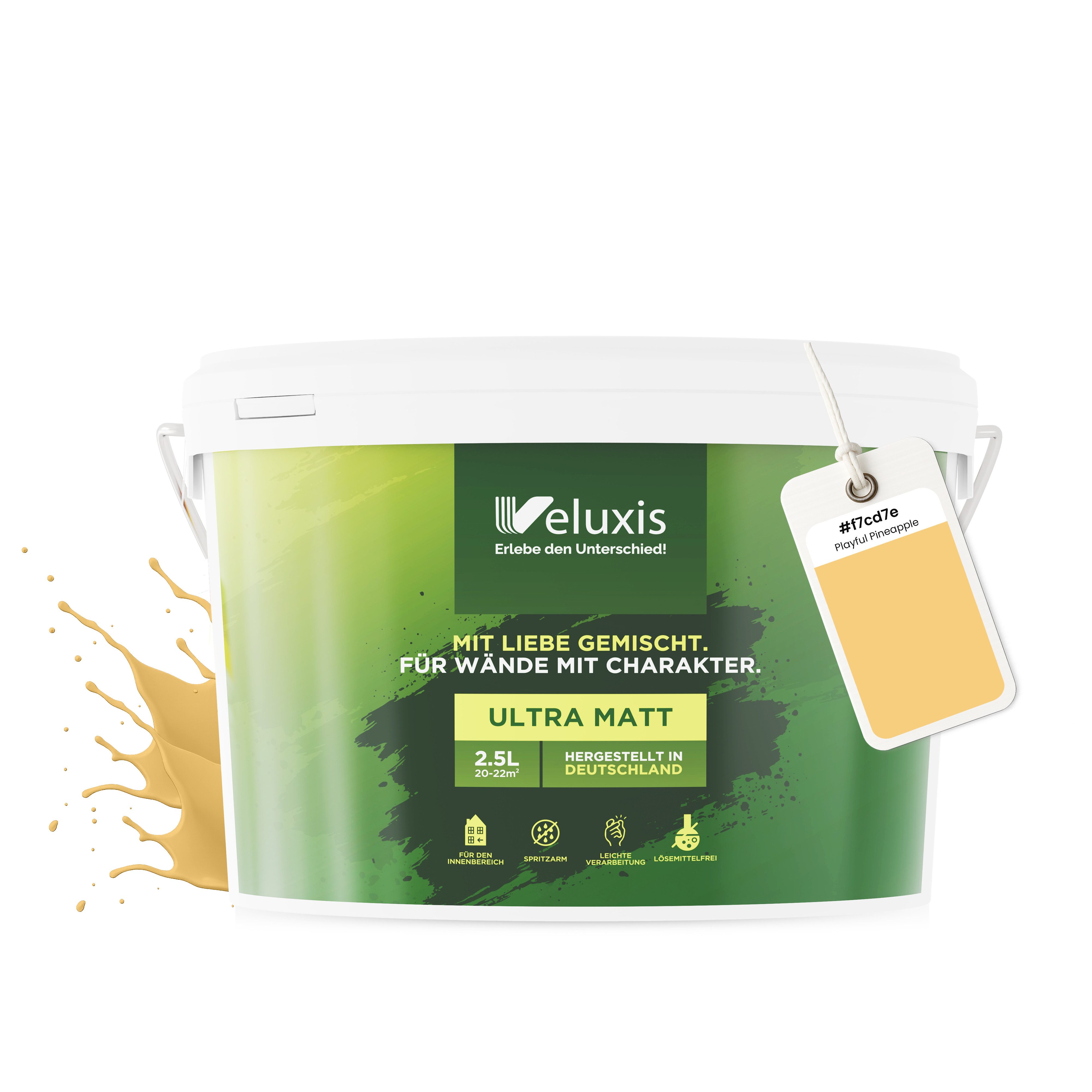 Veluxis Wandfarbe Veluxis® Wandfarbe Universal, Deckkraft-Klasse 1, Streifenfrei, tropfarm & VOC-frei