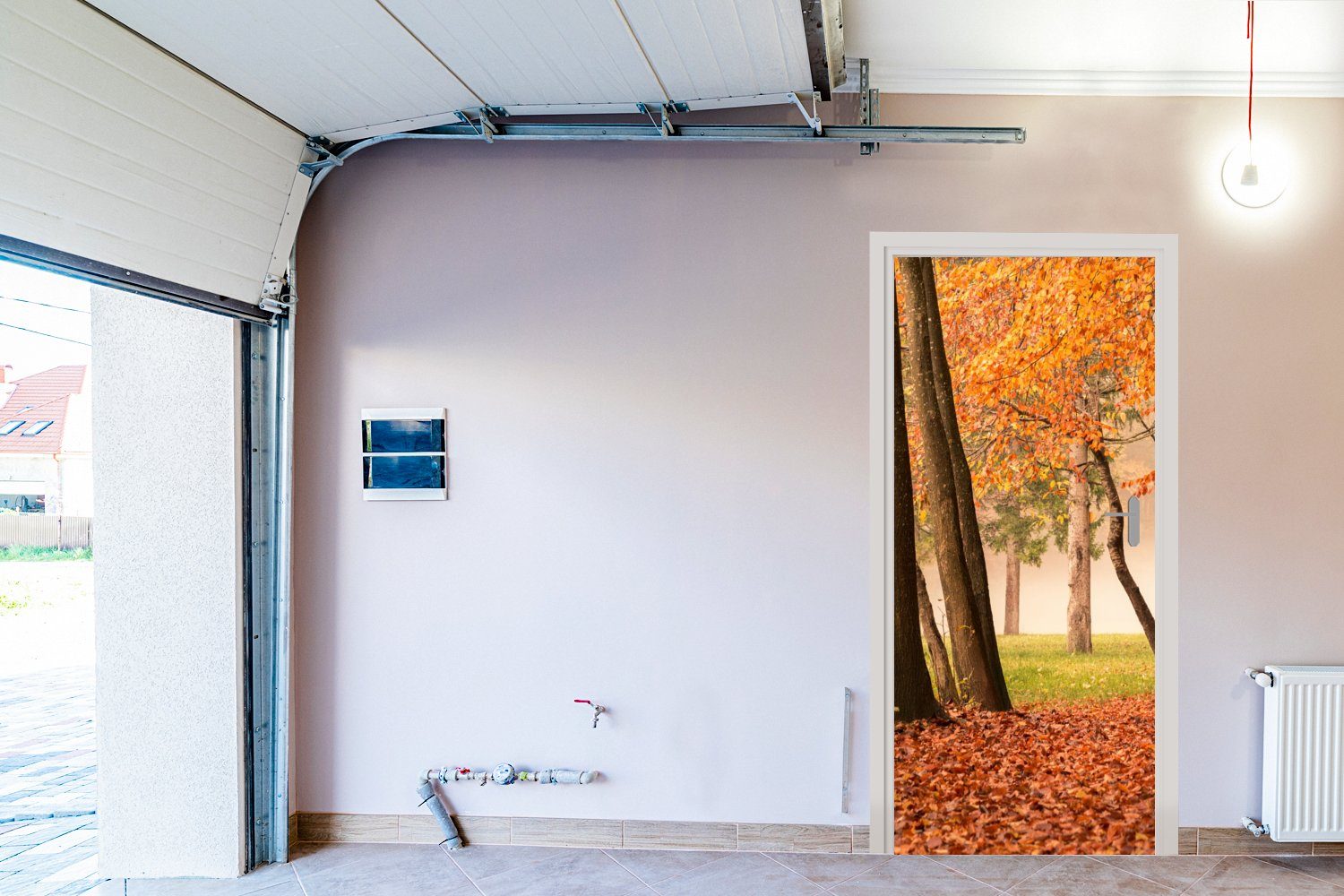 MuchoWow Tür, Matt, Herbst Türtapete - (1 St), für 75x205 Wald, Blätter - Fototapete bedruckt, cm Türaufkleber,
