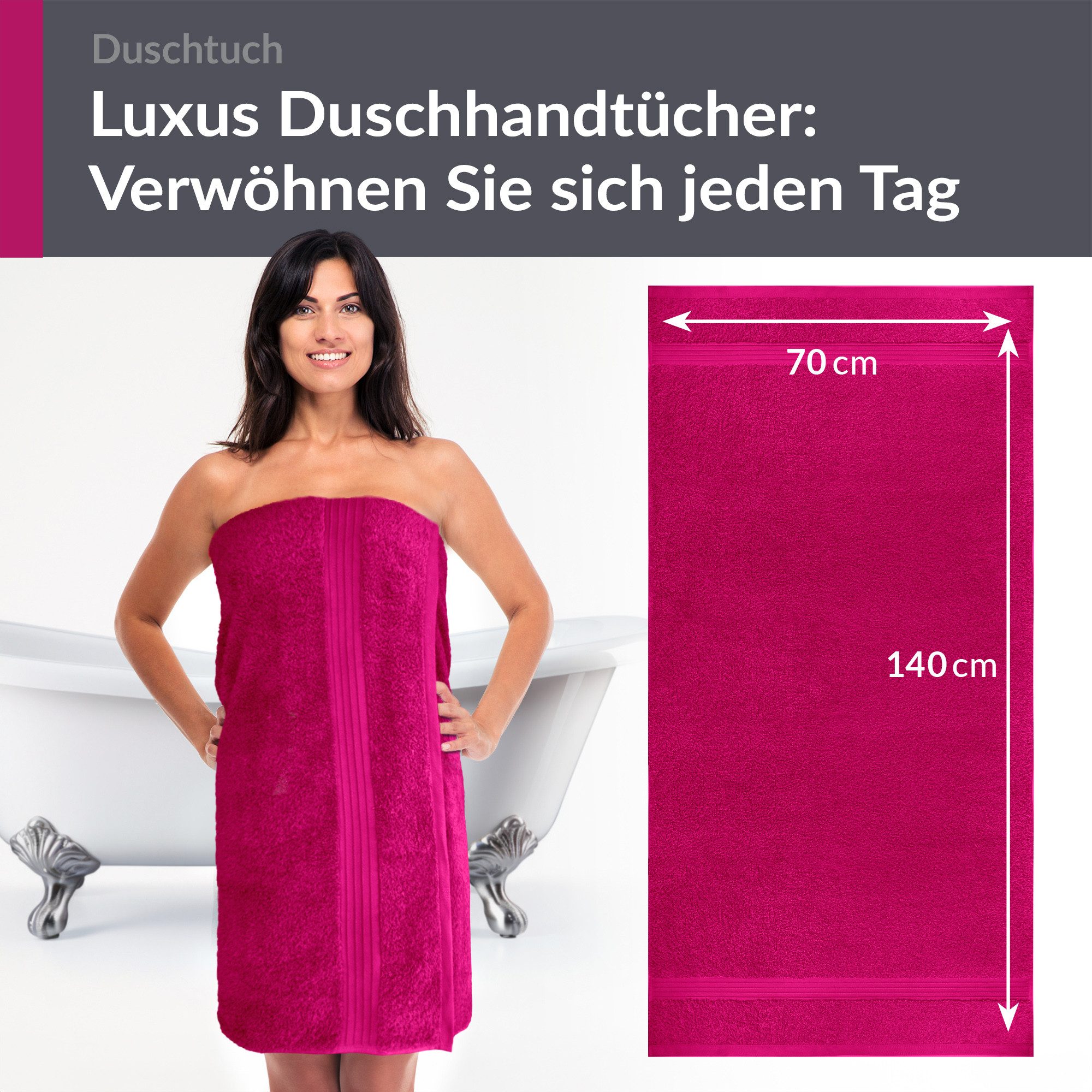 Lashuma Duschtuch - Badetuch Linz, Frottee (1-St), Pinkes Handtuch Baumwoll günstig online kaufen