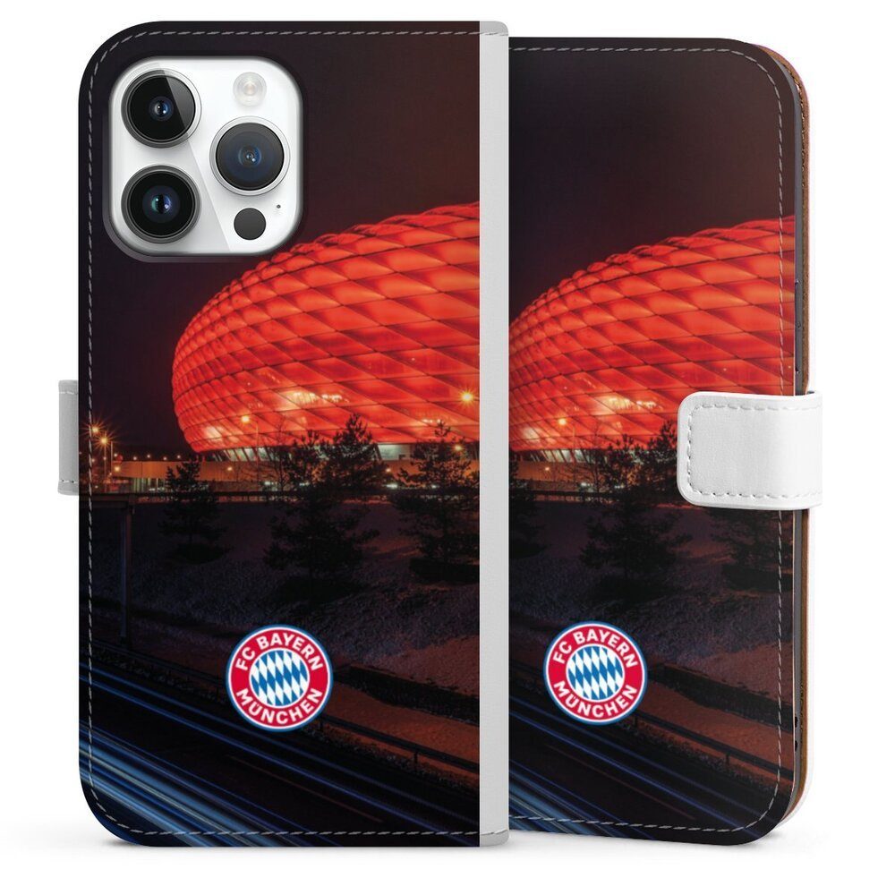 DeinDesign Handyhülle FC Bayern München FCB Stadion Allianz Arena bei Nacht FCB, Apple iPhone 14 Pro Max Hülle Handy Flip Case Wallet Cover