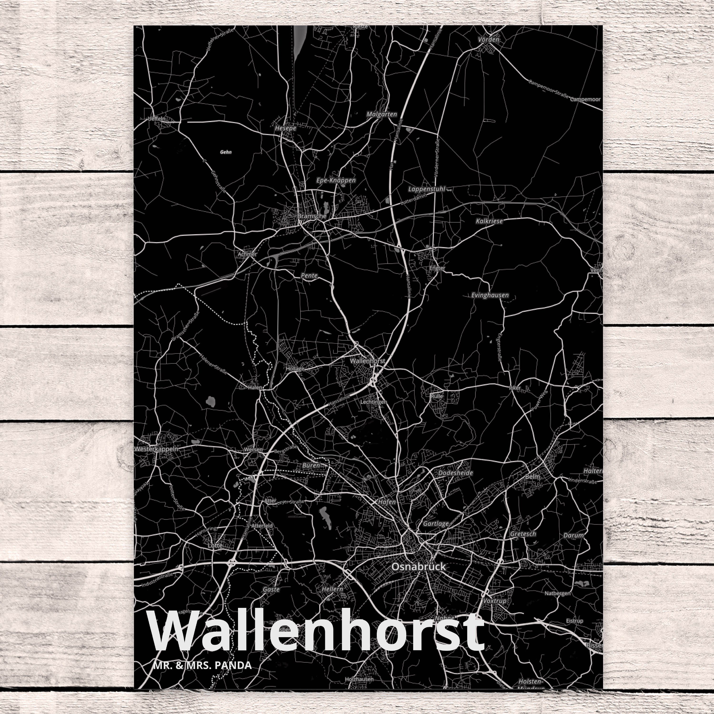 Postkarte Städte, - Mr. Geschenk, Karte Dorf Mrs. Wallenhorst Panda Dankeskarte, Stadt & Landkar