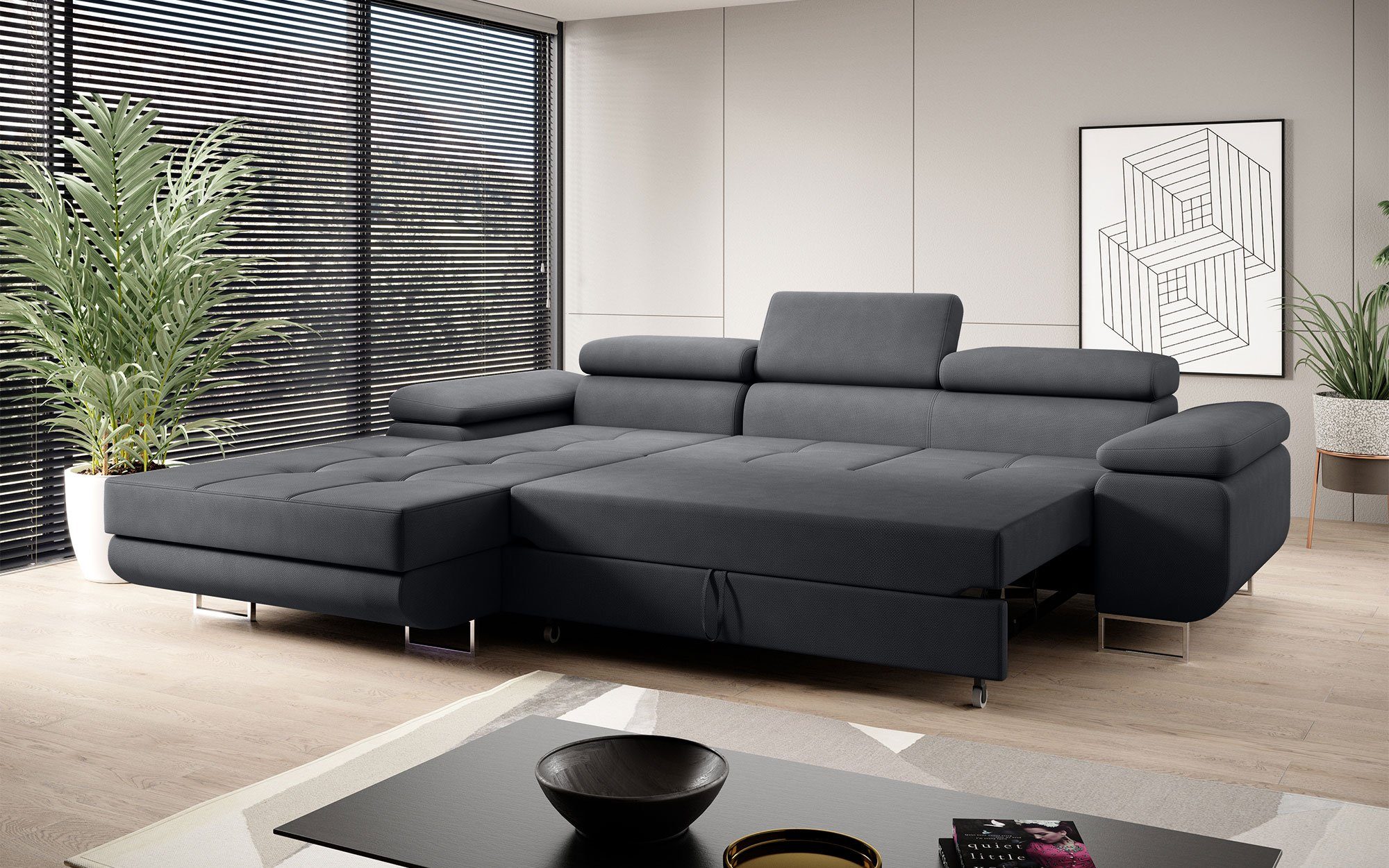 Schlaf- Anthrazit Klappfunktion, modernes mit Baidani Design Designer und Calvera Sofa Sofa