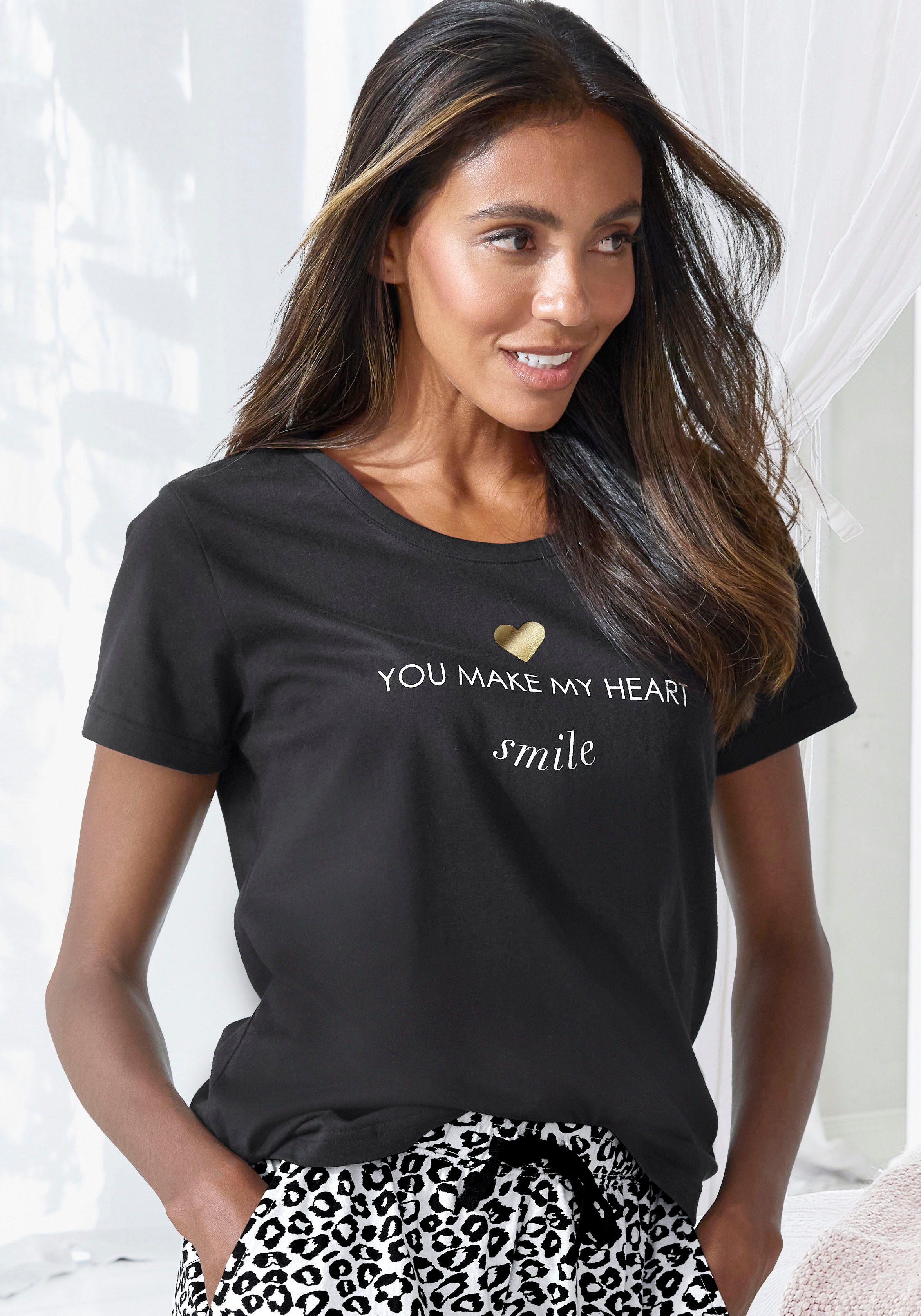 Vivance Dreams Pyjamaoberteil (1-teilig) mit Foliendruck günstig online kaufen