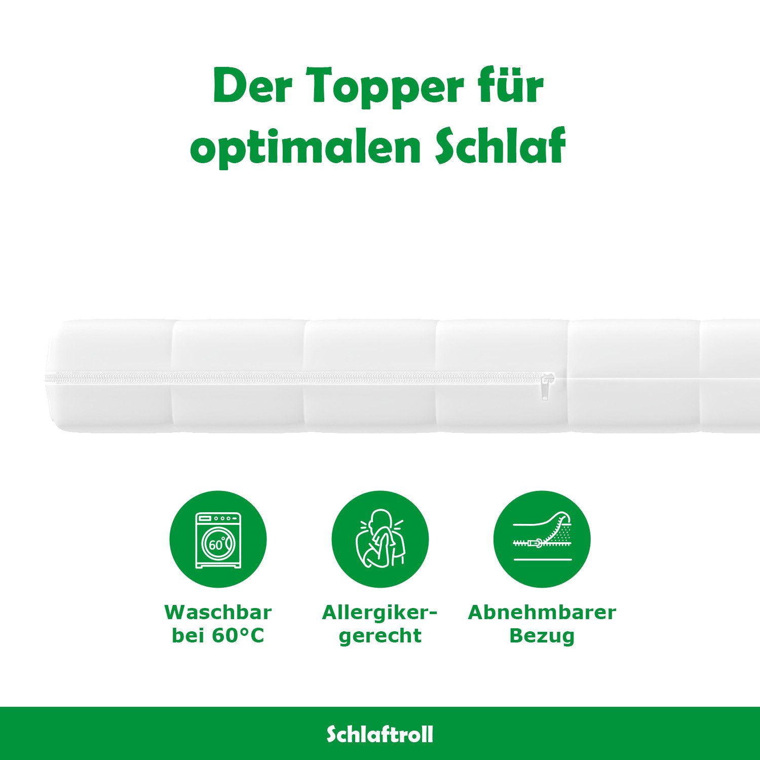 Schlaftroll, Topper Kaltschaum, ergonomische Auflage für Matratzen,OEKO-TEX® zertifiziert, 90x200 cm, 140x200 cm, 180x200 cm und weiteren Größen