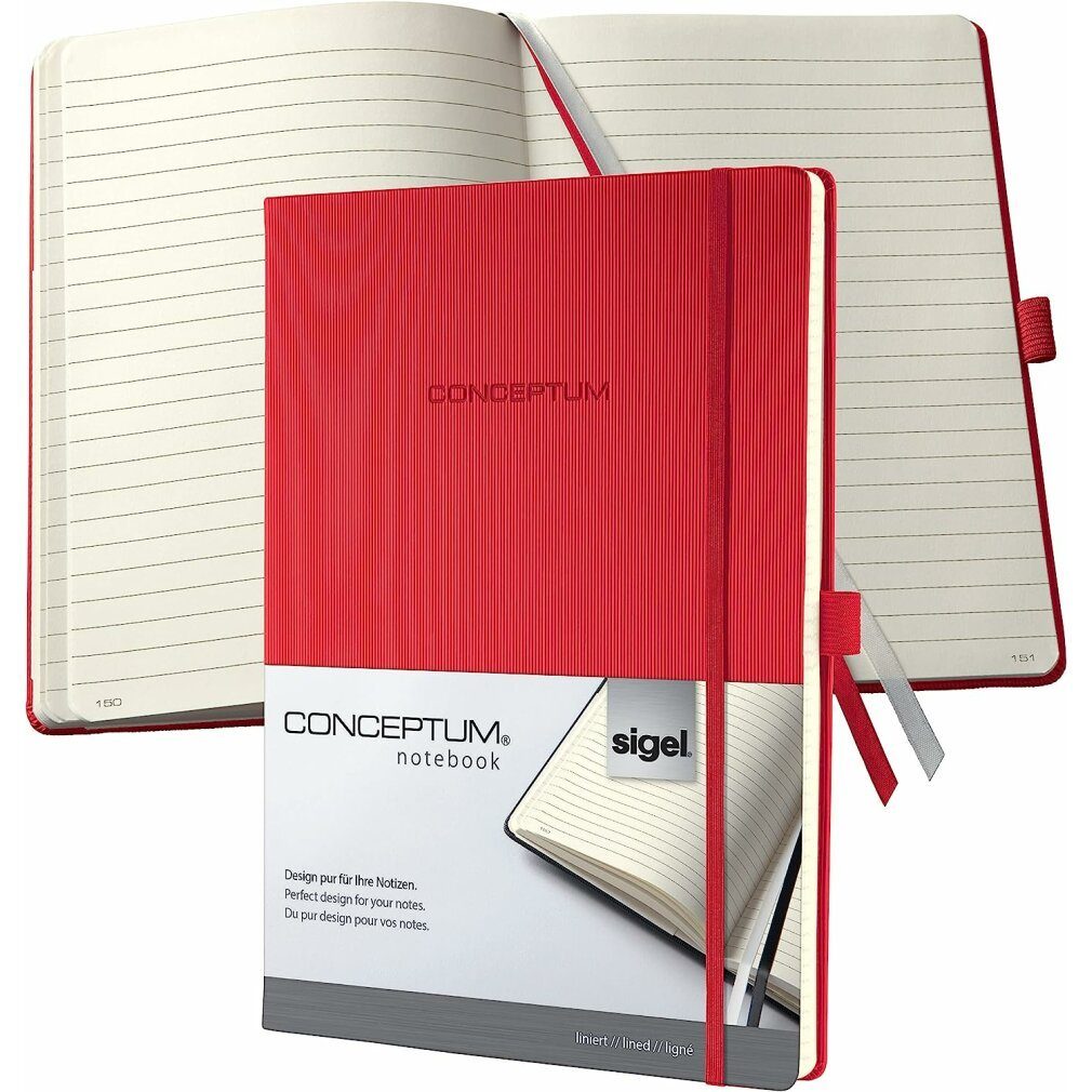 Sigel Notizbuch Notizbuch CONCEPTUM® ca. DIN A4 liniert, rot Hardcover 194 Seiten