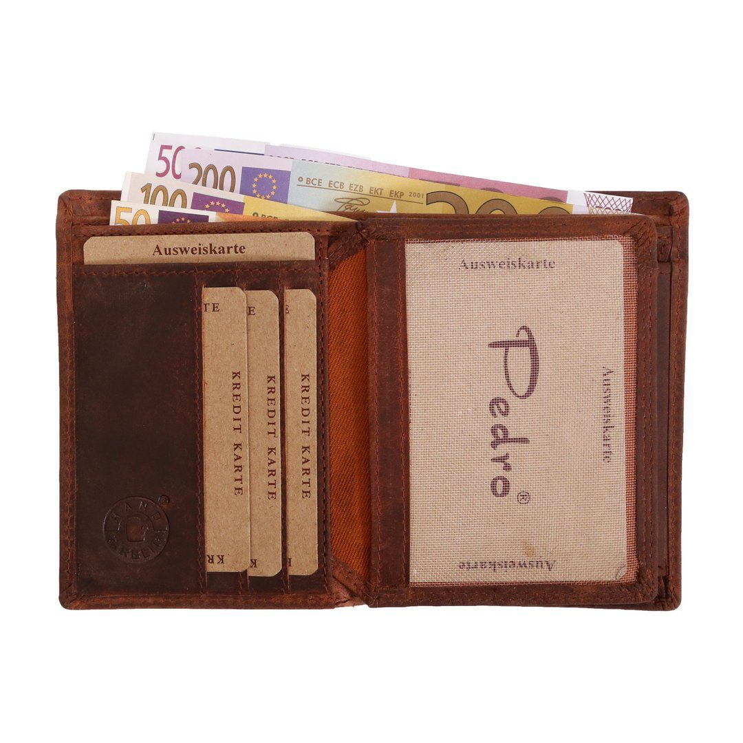 Männerbörse SHG Börse RFID mit Büffelleder Portemonnaie, Leder Herren Lederbörse Geldbörse Brieftasche Schutz Münzfach