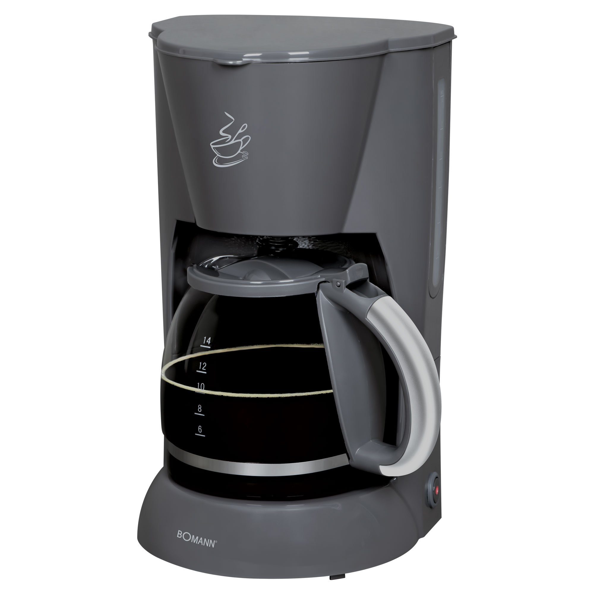 BOMANN Filterkaffeemaschine Kaffeeautomat KA 183 CB Grau, Wasserstandsanzeige (von außen ablesbar), Nachtropfsicherung