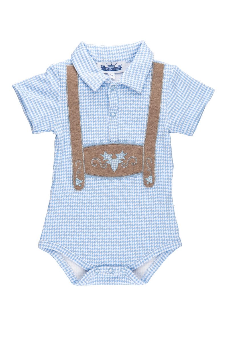 P.Eisenherz Trachtenkleid Baby Body - HOSENTRÄGER/KARO KA - hellblau