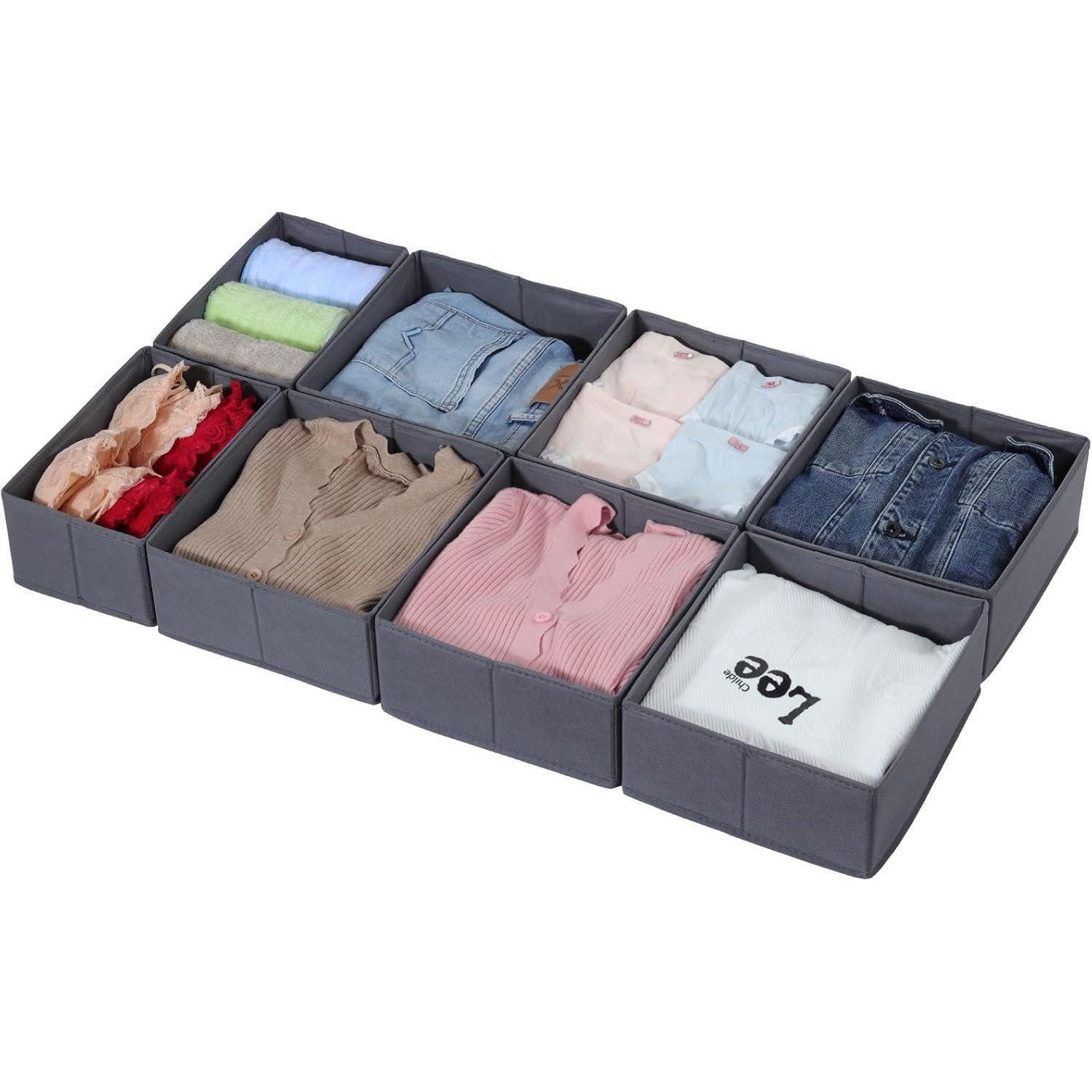 LuxusKollektion Schubladeneinsatz Schubladen Organizer Kleidung PAX 100x58cm 8er-Set Grau