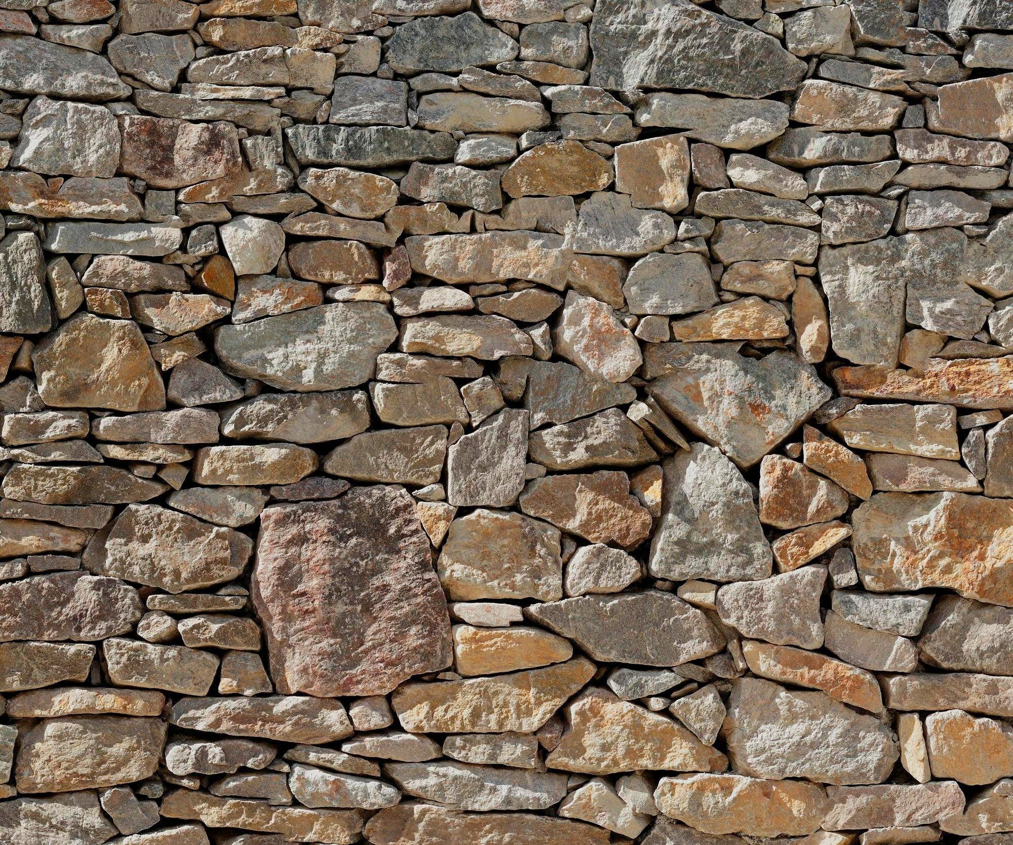Komar Vliestapete Digitaldruck Vlies - Stone Wall - Größe 300 x 250 cm, glatt, bedruckt, (1 St), Wohnzimmer, Schlafzimmer