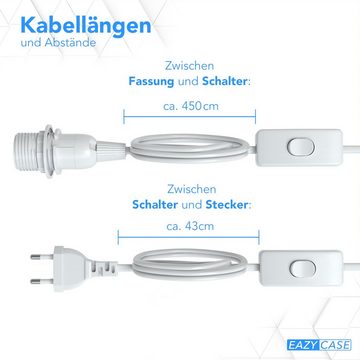 EAZY CASE Lampenfassung E14 Lampensockel mit Schalter und Kabel 5m, E14 Fassung für Lampenschirm DIY Lampe zum Aufhängen Stromkabel Weiß