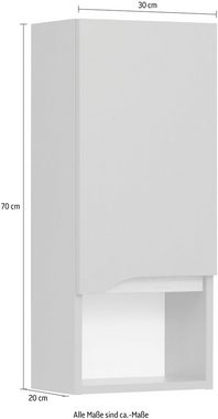 Saphir Hängeschrank Quickset Wand-Badschrank 30 cm breit mit 1 Tür, 1 offenes Fach Badezimmer-Hängeschrank inkl. Türdämpfer, grifflos