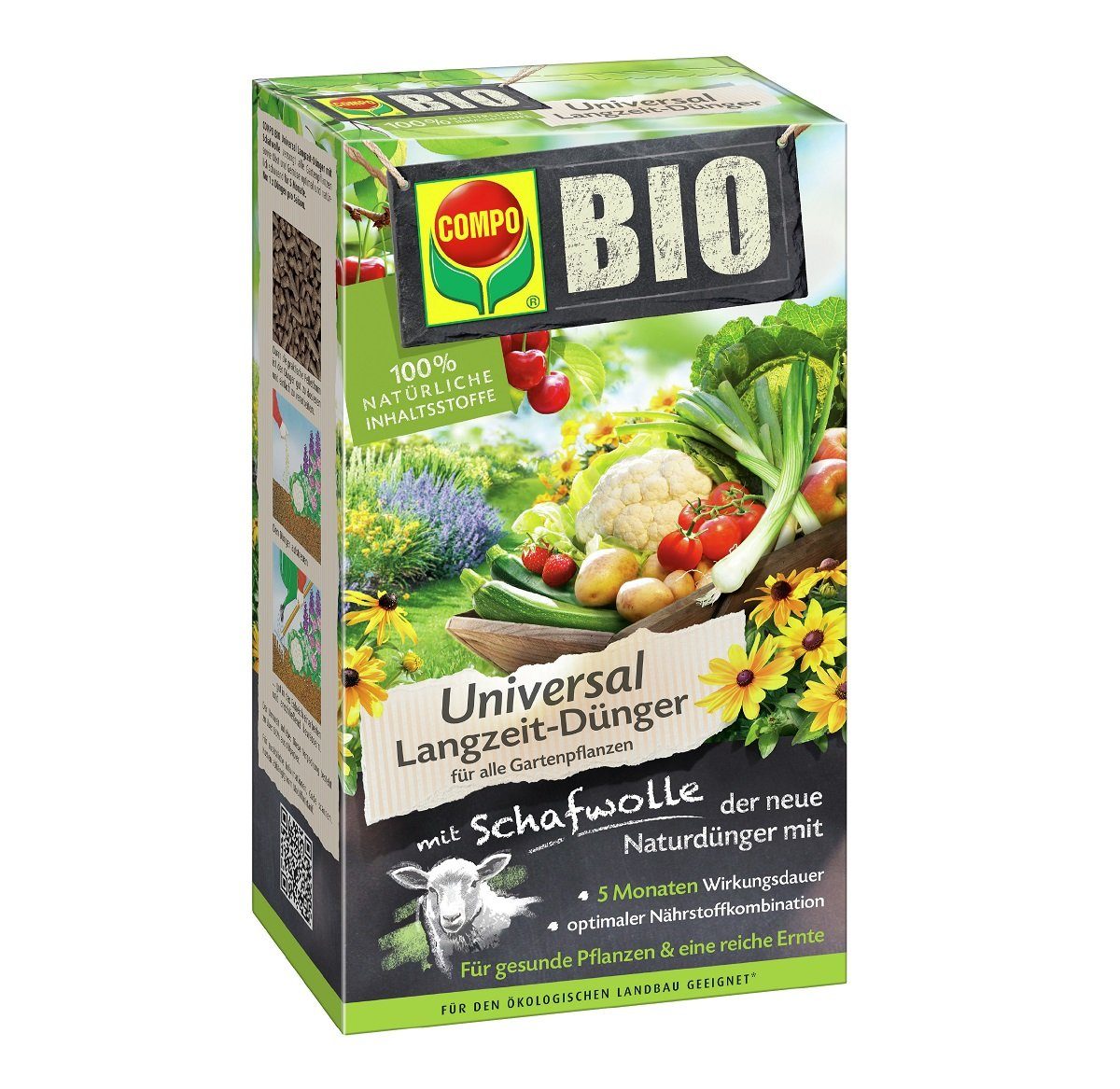 Pflanzendünger COMPO Bio Universal Langzeitdünger mit Schafwolle 2 Kg
