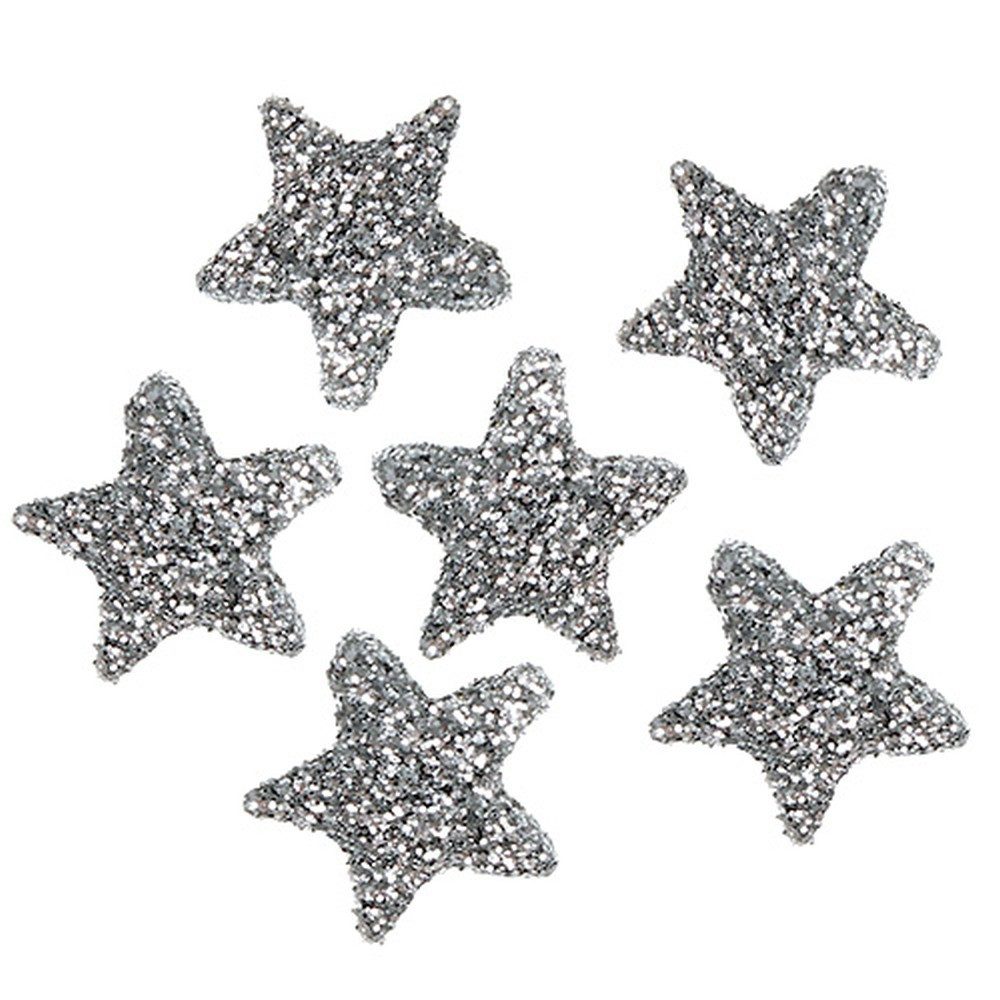 Othmar Decorations Weihnachtsmann Stern Glitter 1,5cm Deko Silber Streudeko Weihnachten Basteln, 144 St