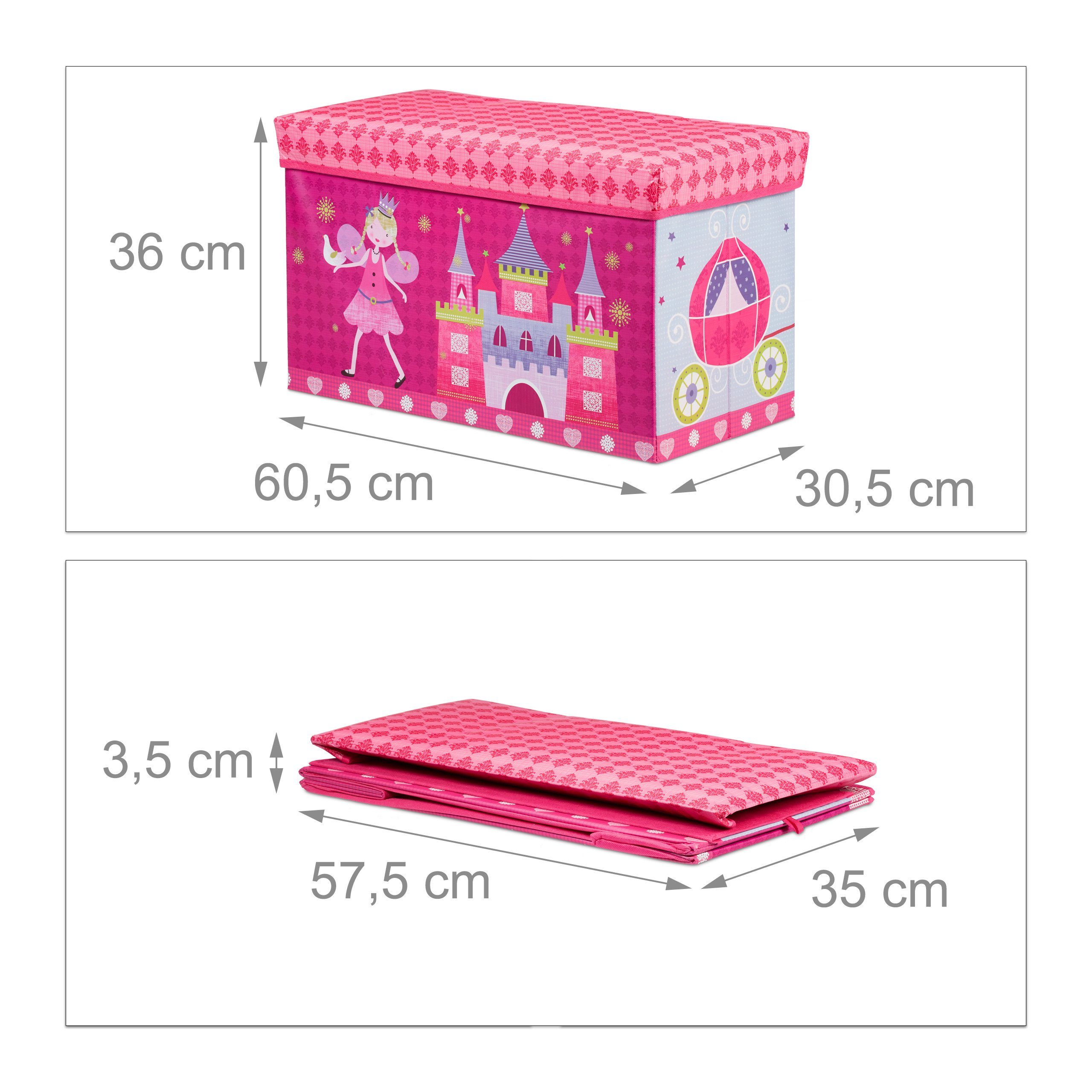 relaxdays Pink Sitzhocker für Rosa Sitzbox Kinder, Prinzessin