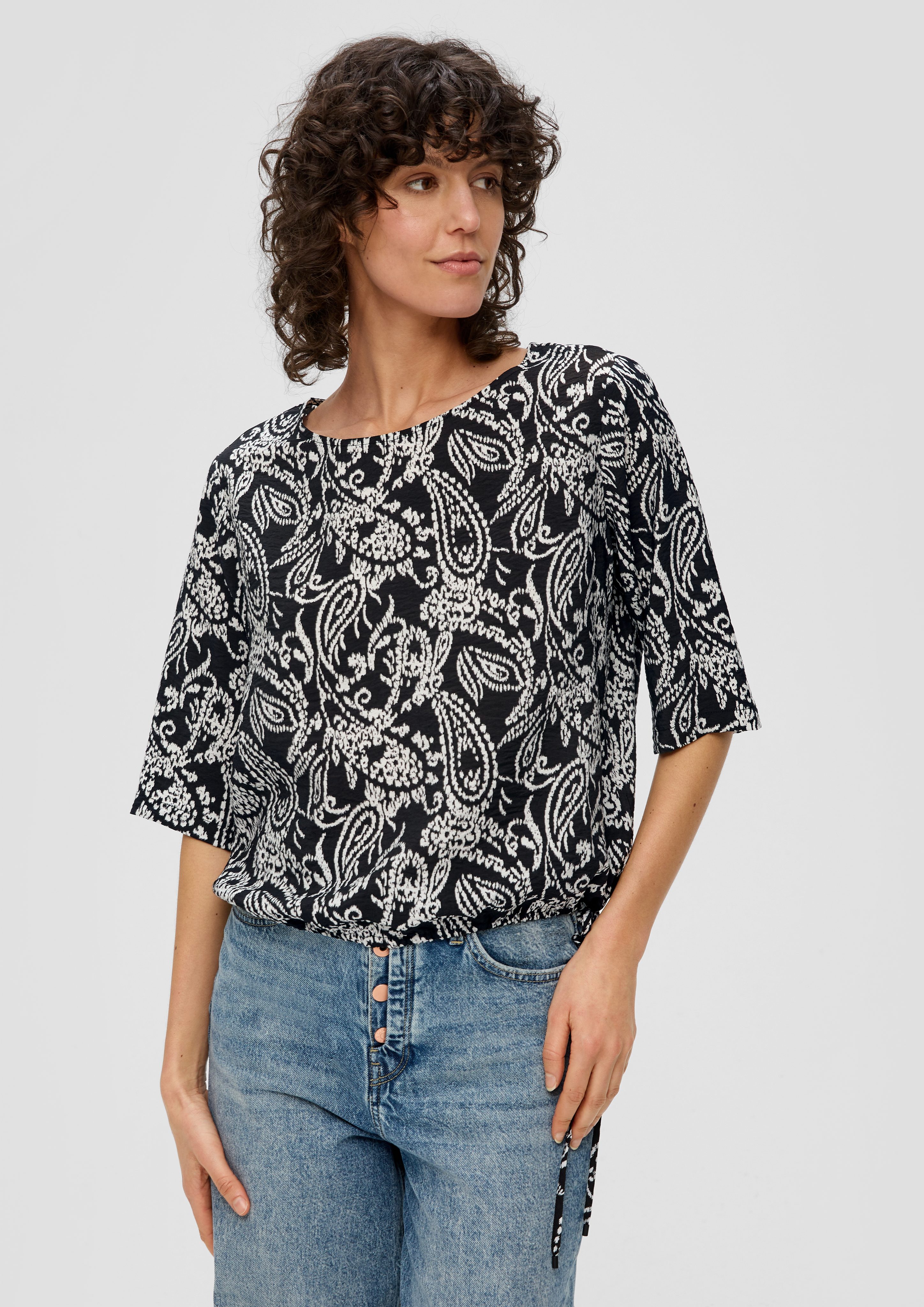 Kurzarmbluse Blusenshirt im O-Shape