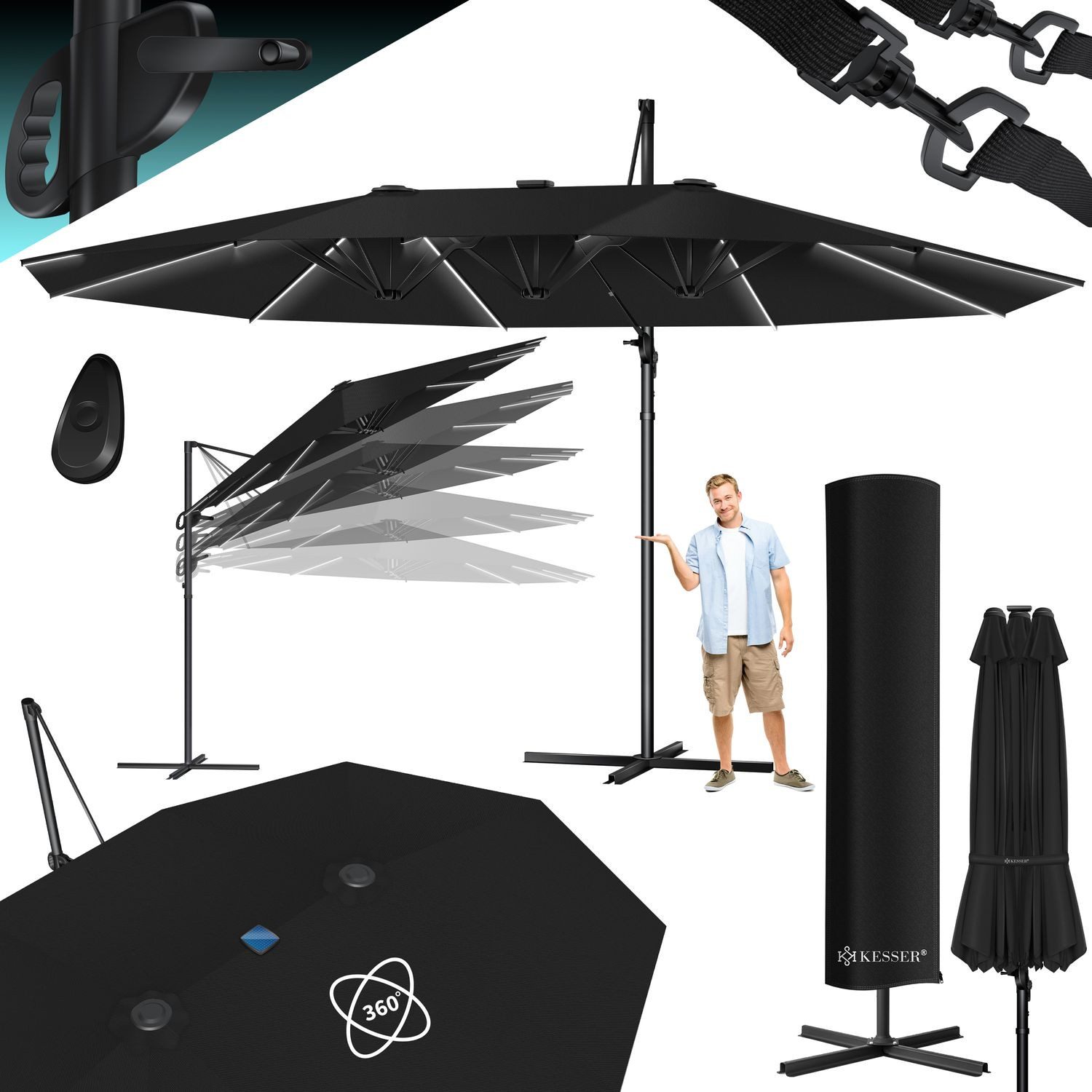 KESSER Sonnenschirm, Sonnenschirm Doppelsonnenschirm 4,6m x günstig online kaufen