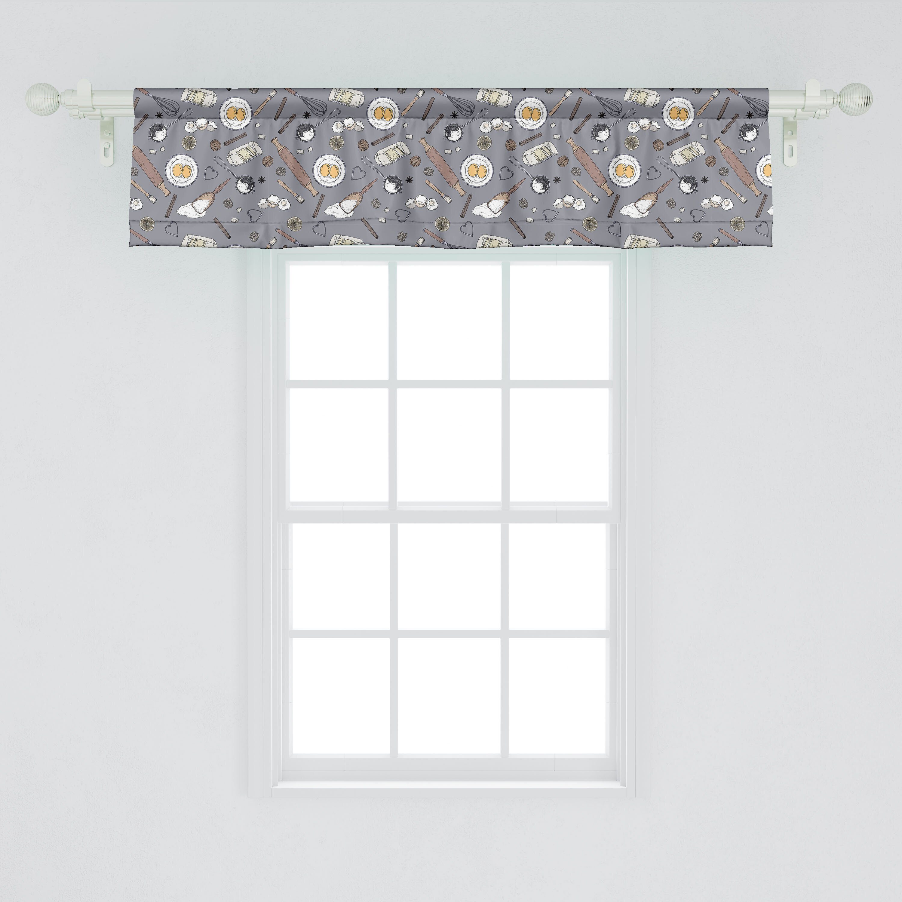 Scheibengardine Vorhang Volant für Verschiedene mit Backzutaten Küche Microfaser, Stangentasche, Abakuhaus, Bäckerei Dekor Schlafzimmer