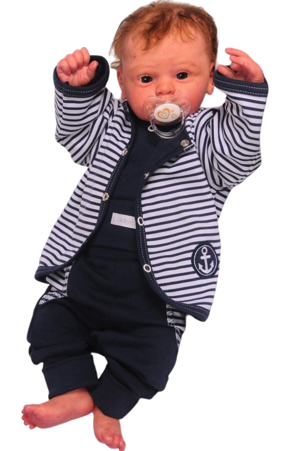 Body & Hose Baby Anzug Jacke Wickelbody Mitwachshose gestreift in Blau