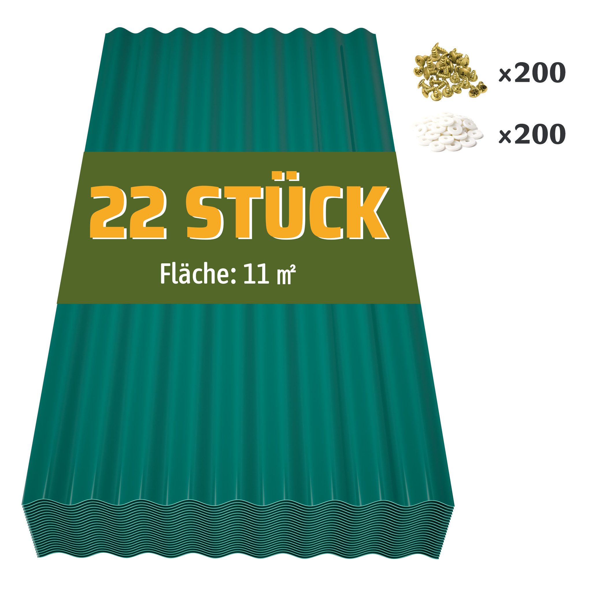 GIHAUVIA Wellplatte 22 Stück Wellplatte Dachplatten 11m² PVC platten für Geraetehaus.