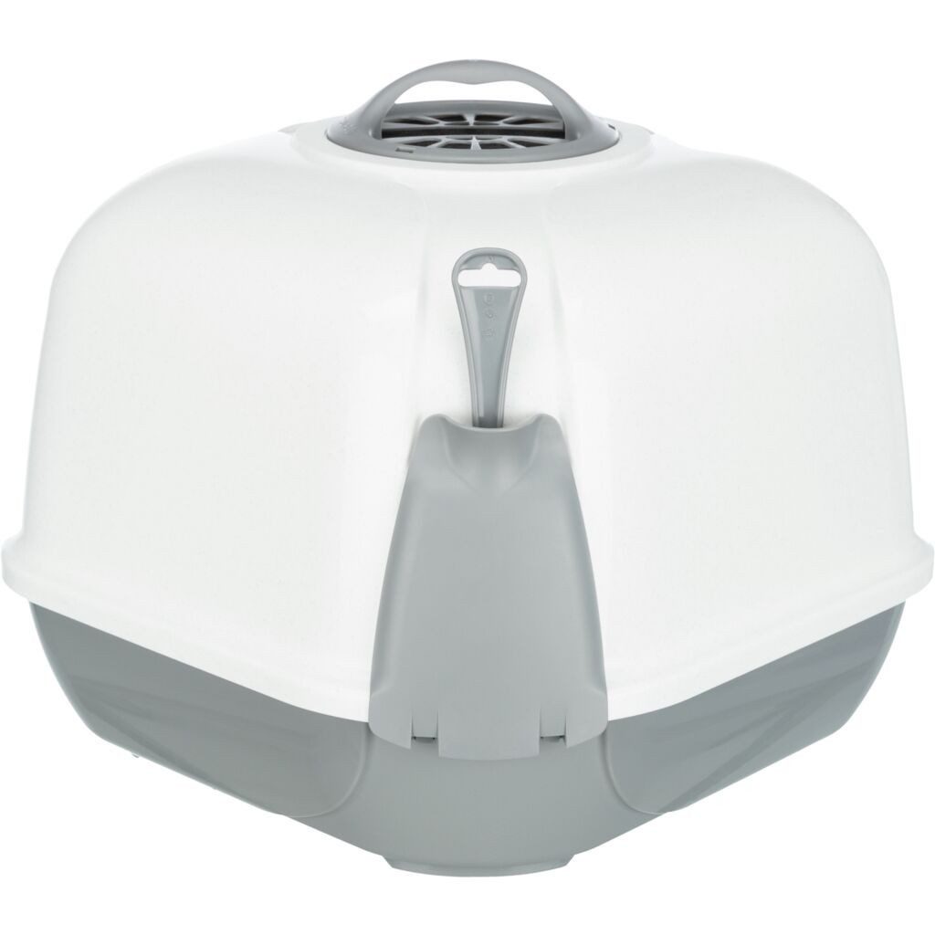 TRIXIE Katzenecktoilette Ecktoilette Maro, mit Haube - hellgrau/granit - 60 × 43 × 52 cm