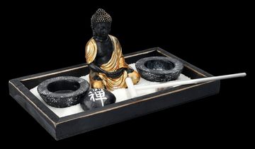 Figuren Shop GmbH Dekofigur Buddha Figur mit Zen Garten schwarz-gold - Dekofigur Dekoration