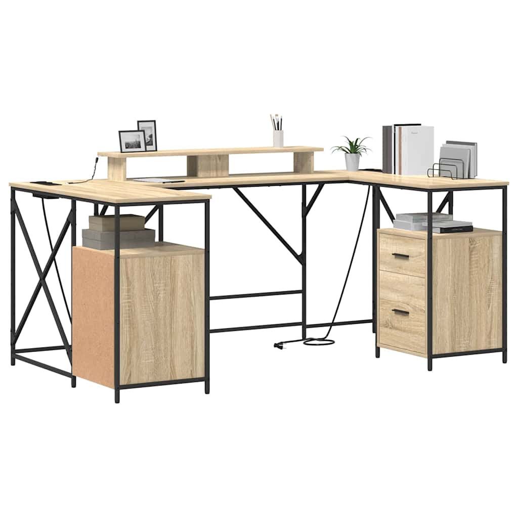 vidaXL Schreibtisch Schreibtisch Sonoma-Eiche Holzwerkstoff 182 x 101 x 87,5 cm (1-St)