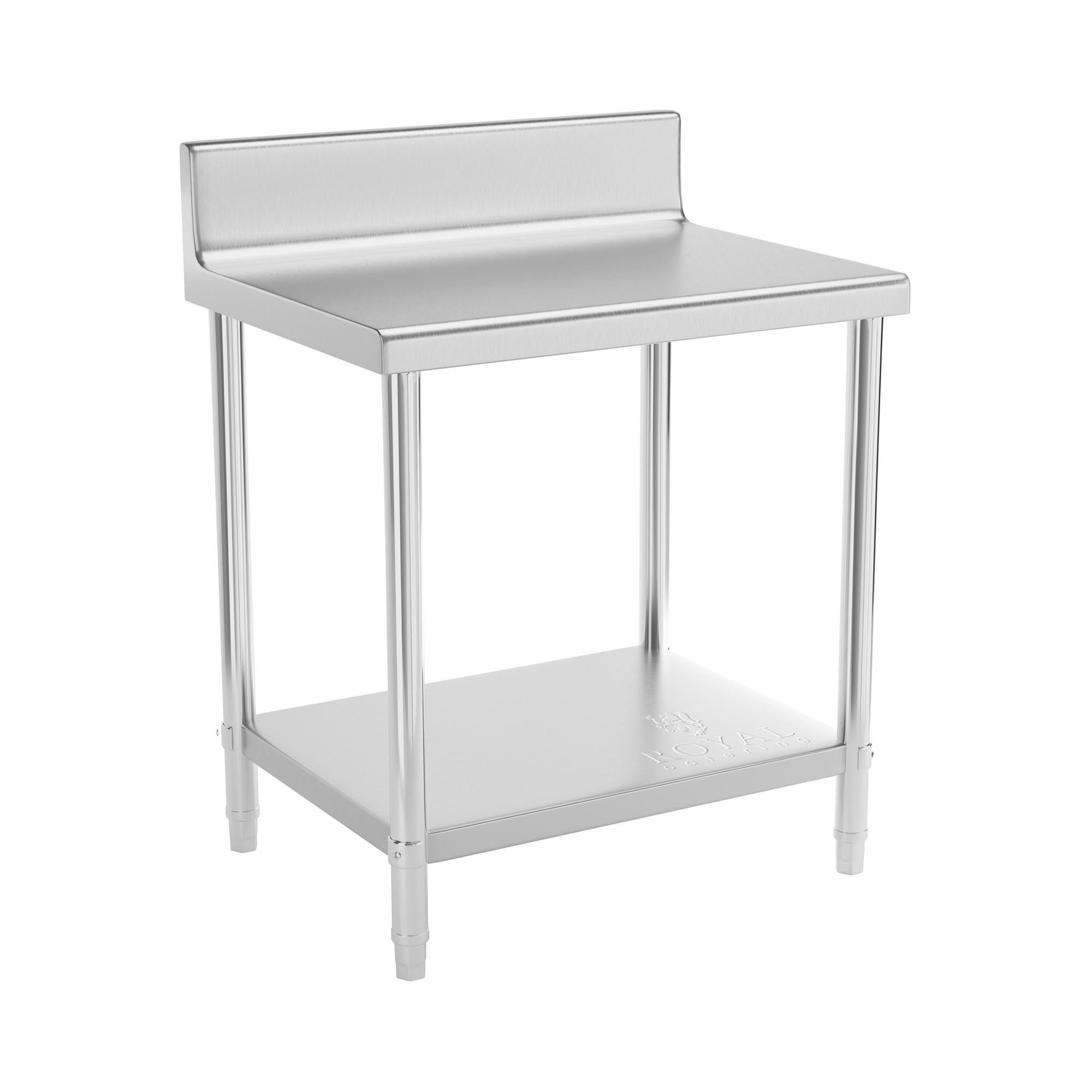 Royal Catering Arbeitstisch 80 x 60cm Edelstahltisch mit Aufkantung Edelstahl Zerlegetisch Gastro, verschiedene Größen