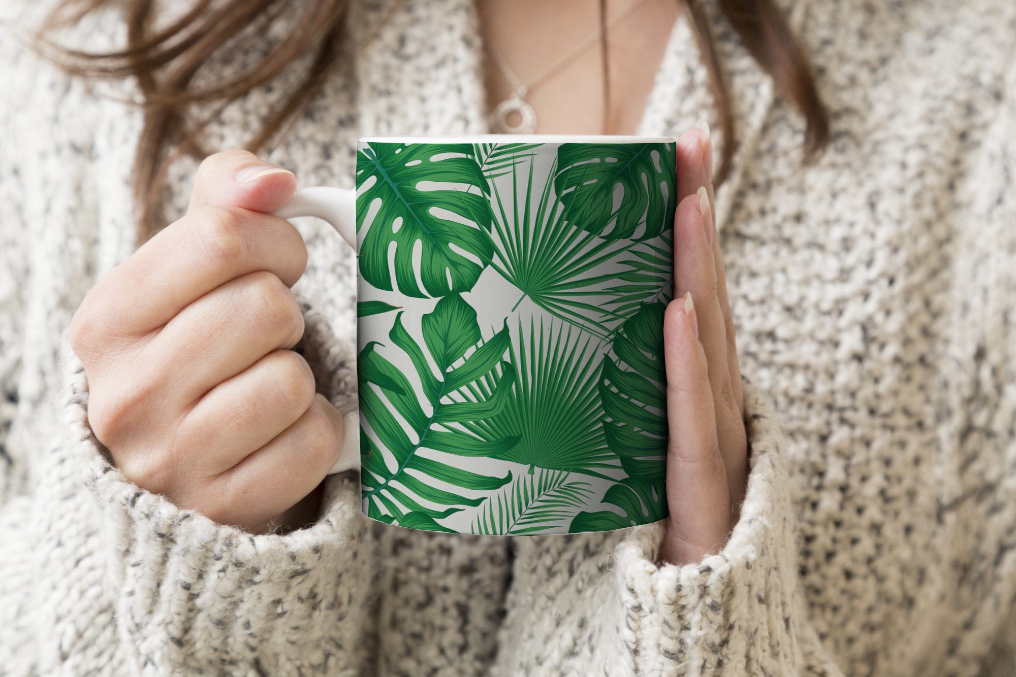 Teetasse, Dschungel Becher, Keramik, Teetasse, - Kaffeetassen, MuchoWow Tasse - Tropisch Geschenk Blätter,