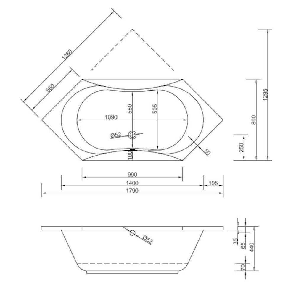 Thumbnail - Dusche-24 Badewanne Badewanne 180x80 und 190x80 cm BORA
