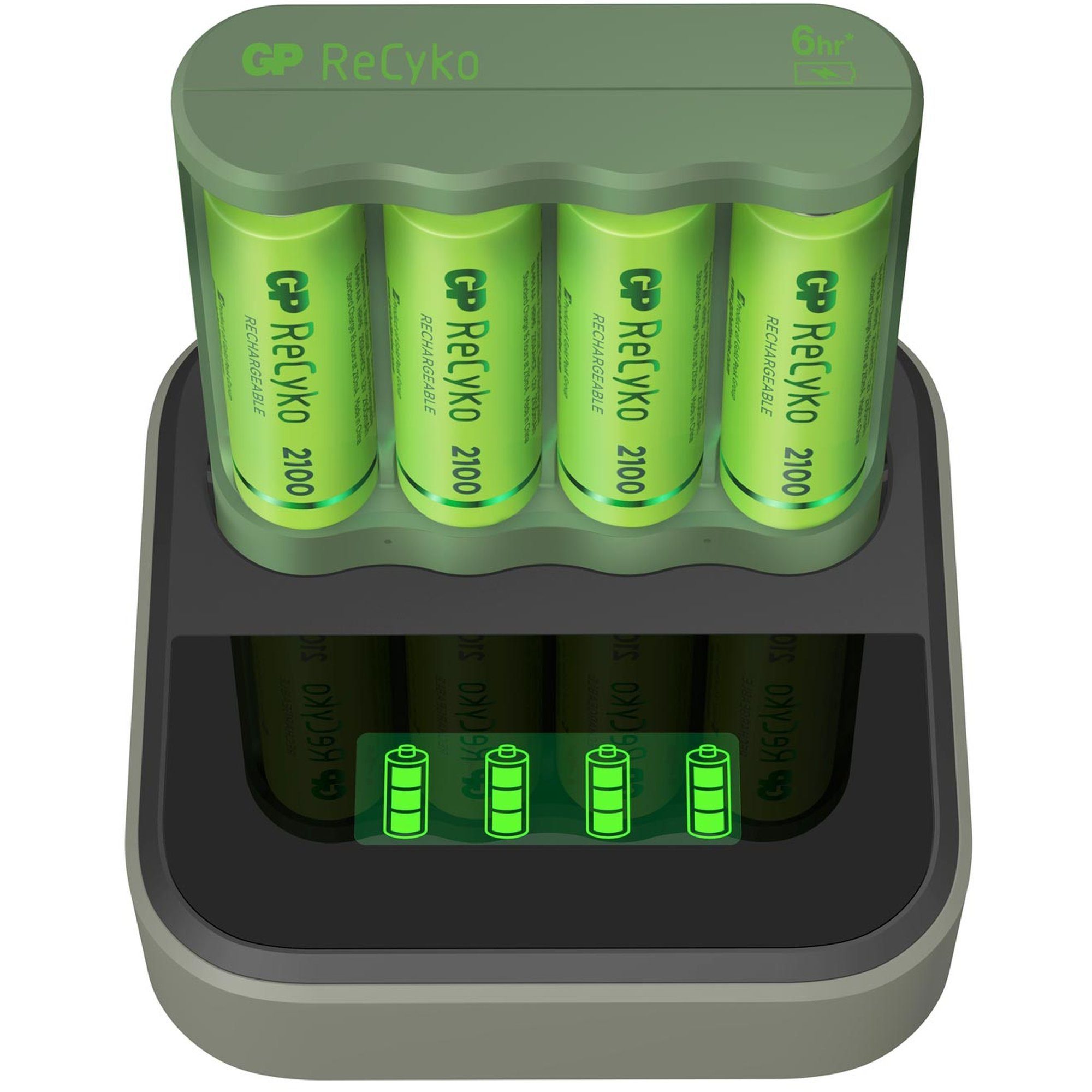 GP Batteries USB-Modell Ladegerät GP B421 Basic-Line 4 x ReCyko AA 2100 mAh USB Do Akku 2100 mAh (2,8 V)