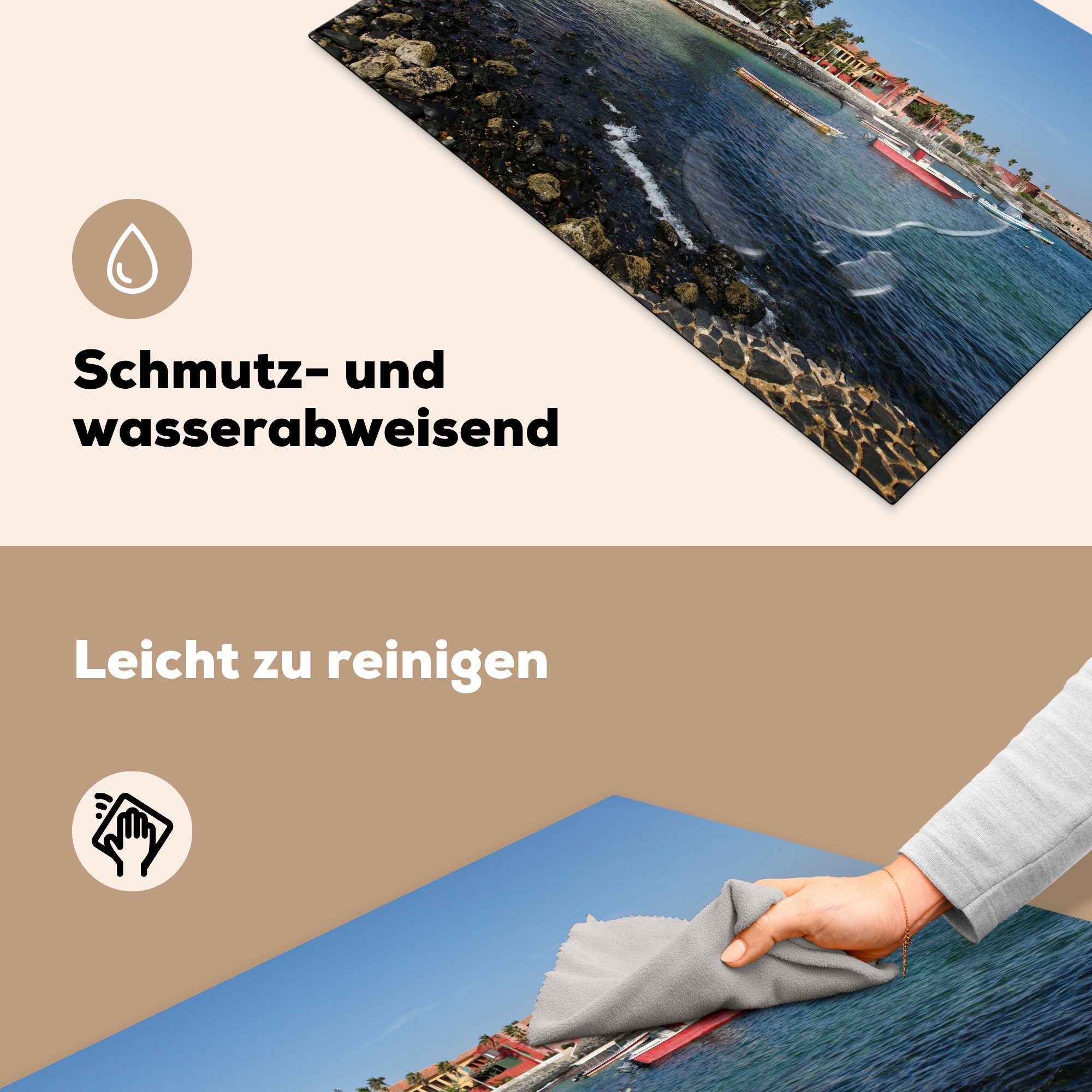 MuchoWow küche, cm, die im Senegal, der Gorée Insel für Die Herdblende-/Abdeckplatte Ceranfeldabdeckung Induktionskochfeld tlg), Küste (1 Schutz Vinyl, 81x52