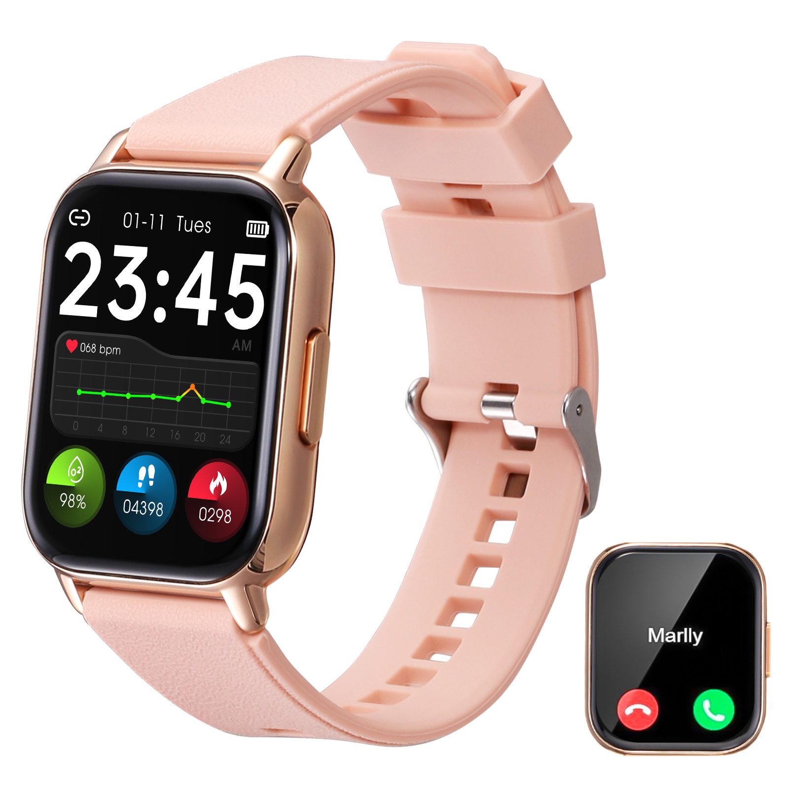 Fitness Tracker Uhr Smartwatch Damen Herren, mit Anruffunktion, Smartwatch