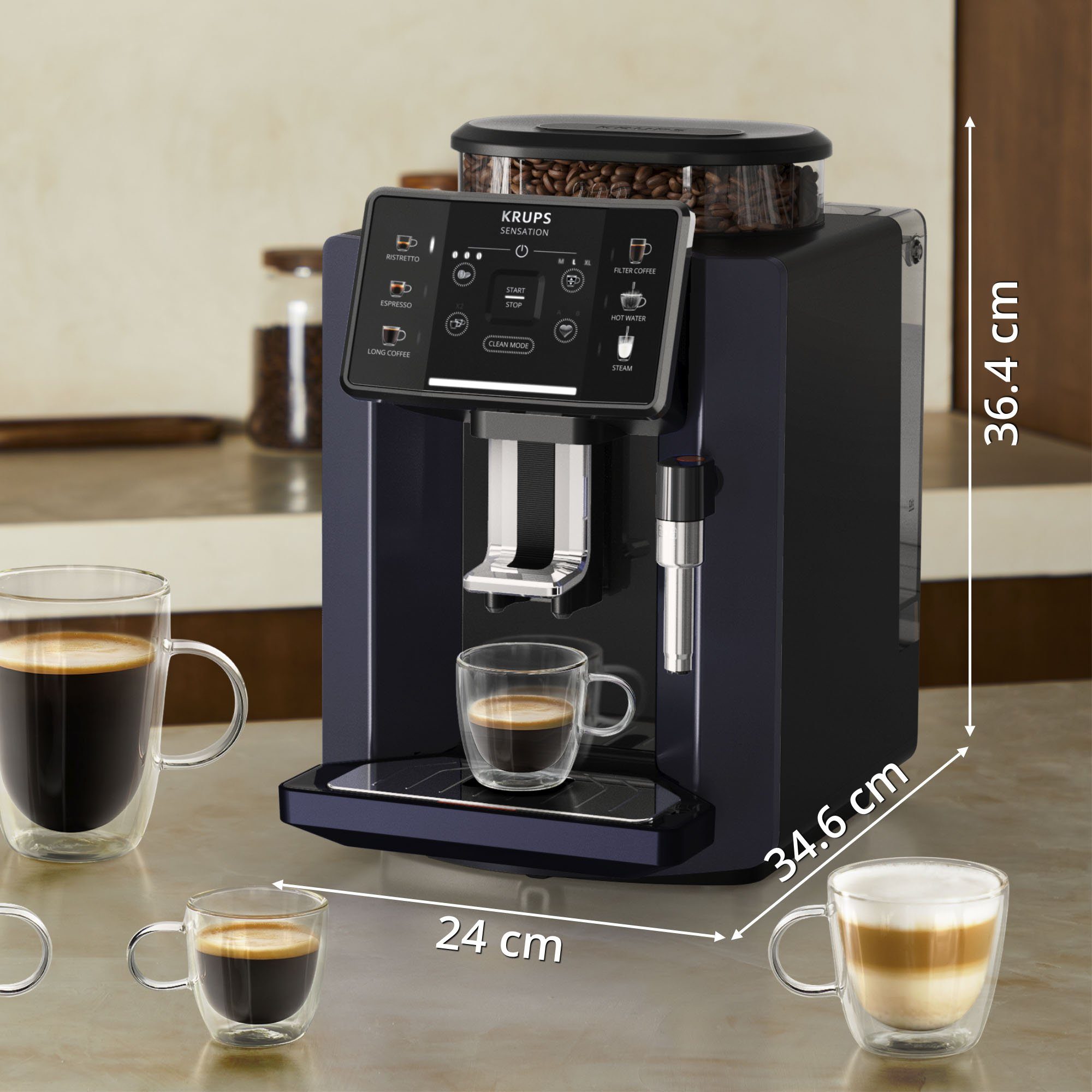 Bundle, Kaffeevollautomat Milchaufschäumer Krups Milk EA910B.23 Sensation im von Wert UVP 79,99 mit Krups