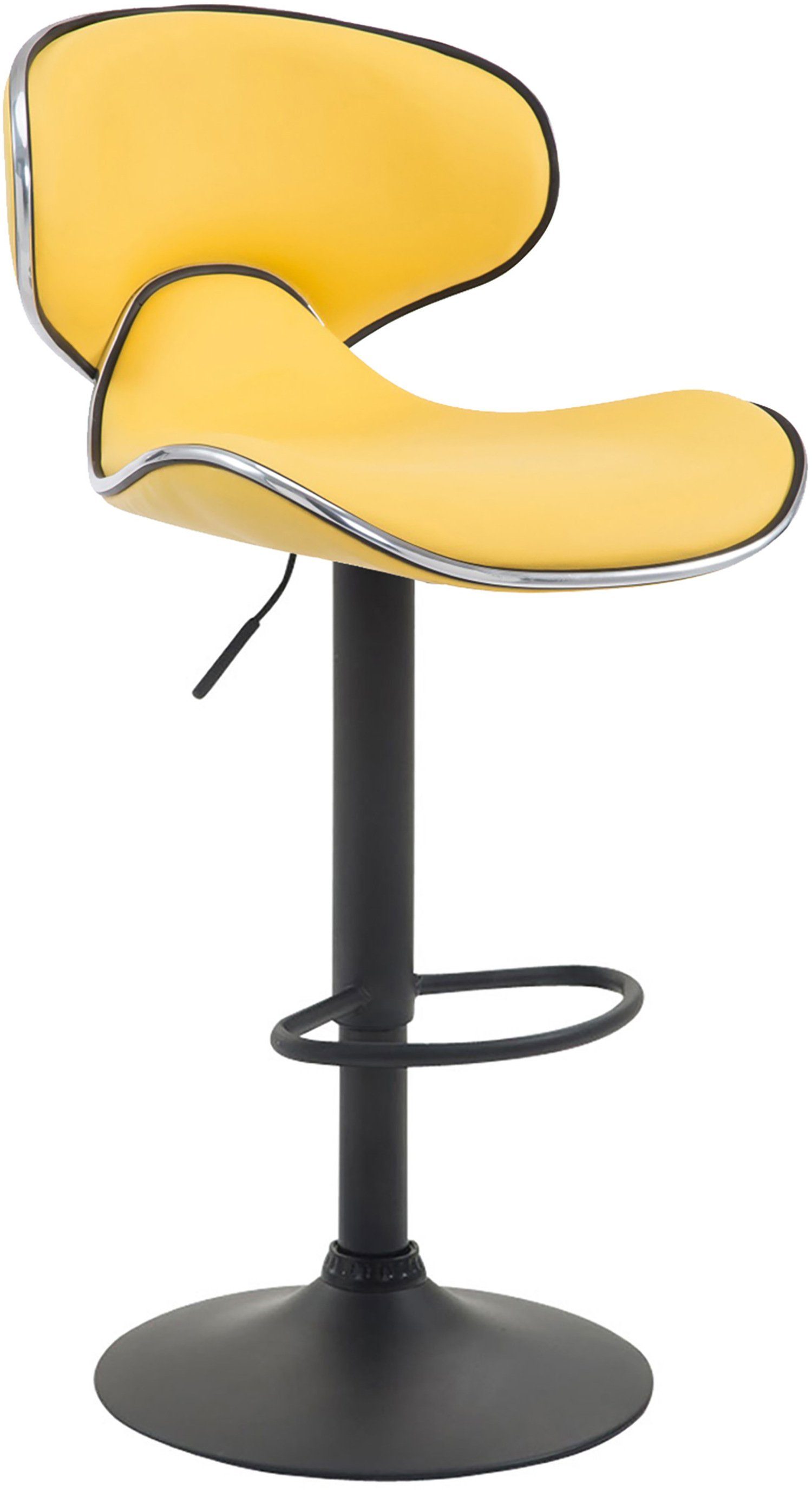 TPFLiving Barhocker Las-Palmas (mit hoher Rückenlehne - höhenverstellbar - Hocker für Theke & Küche), 360° drehbar - Gestell: Metall schwarz - Sitzfläche: Kunstleder Gelb