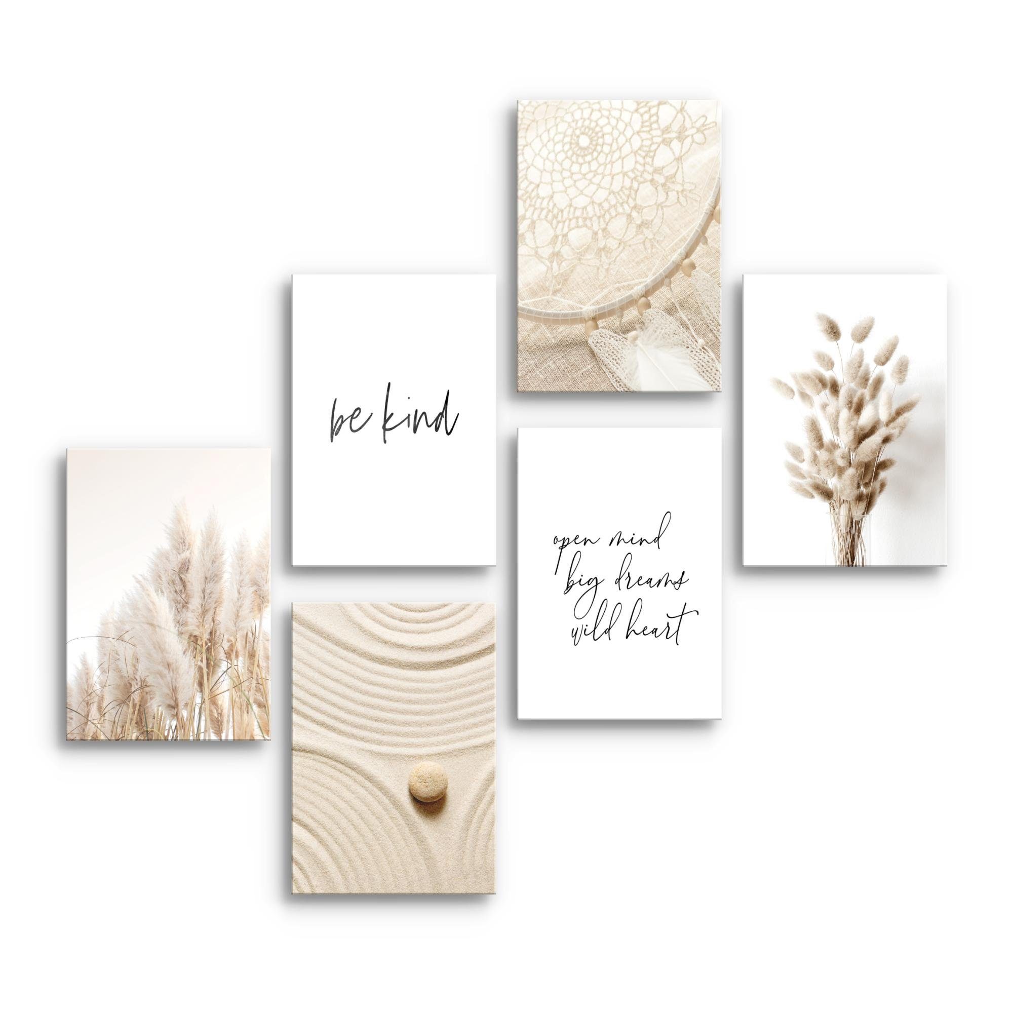 BLCKART Botanic Green Beige Poster Set – Beidseitig Bedruckt Für Unendliche Wand-Deko